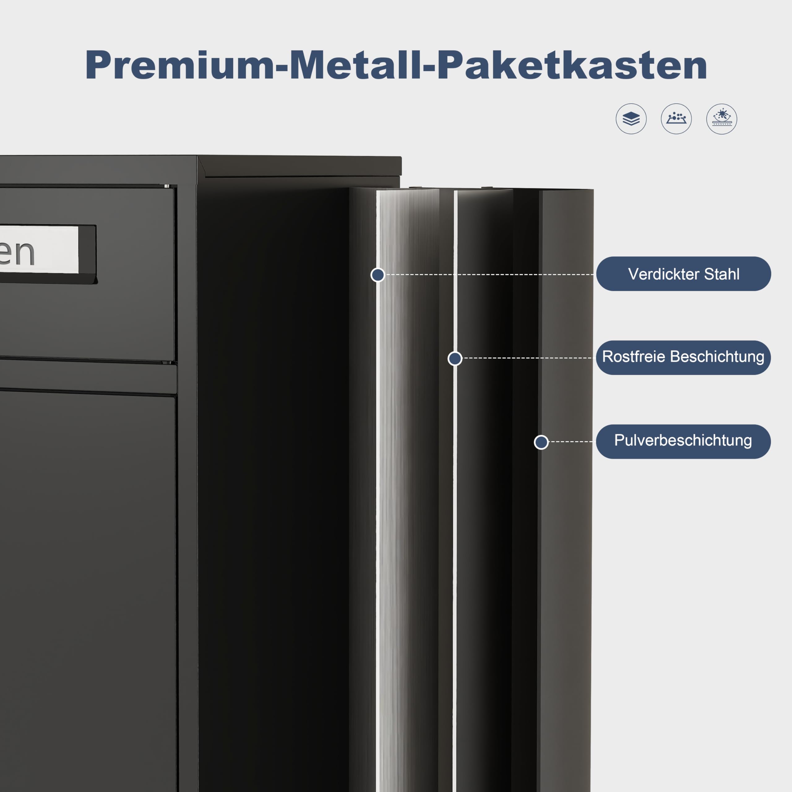 Paketbriefkasten Metall mit Zahlenschloss personalisiert