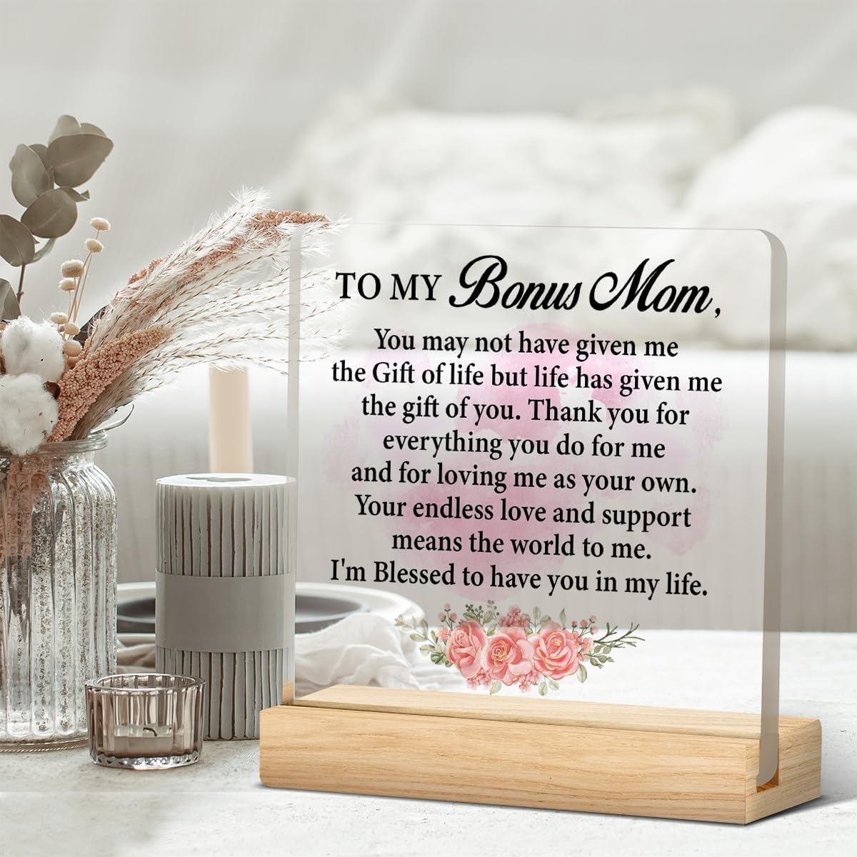 Bonus Mom Gift, Bonus Mom Mothers Day Gifts, Bonus Mom Gift From Son Daughter, to My Bonus Mom Acrylic Sign Keepsake Present - Image 7
