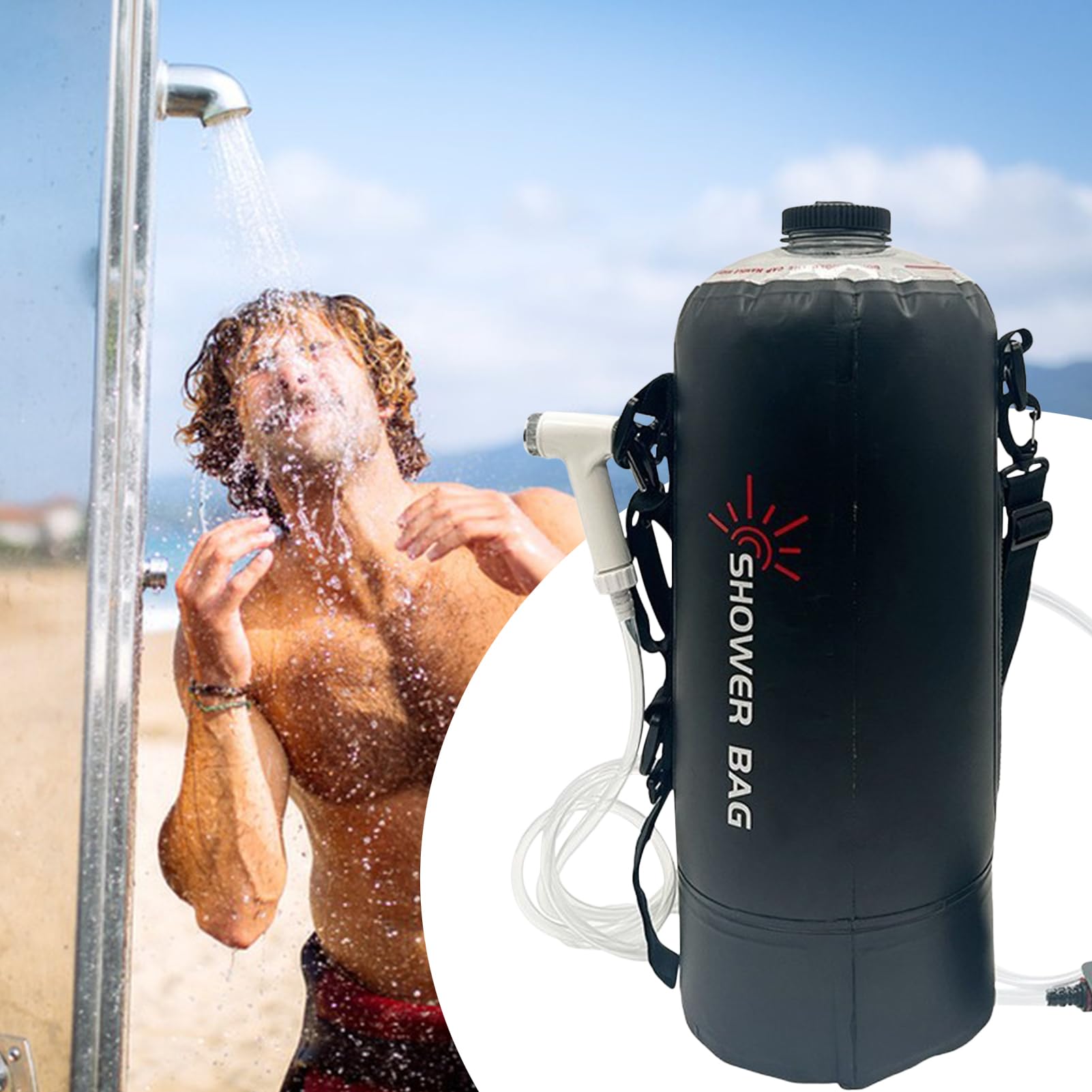 Torba Prysznicowa Kempingowa Odłączany wąż solarny | Składana Torba Prysznicowa Przenośna Kempingowa Sprzęt Turystyczny, Na Plażę, Pływanie, Outdoor, Overlanding