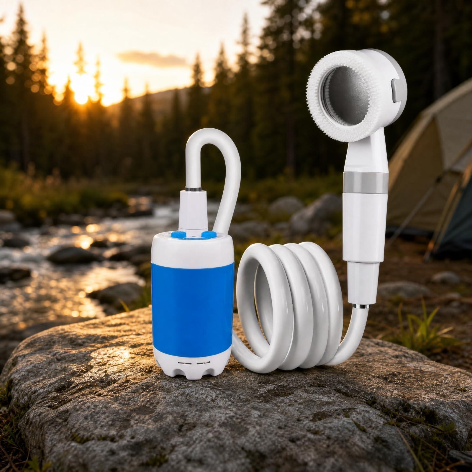 Ducha Portátil Eléctrica Mano Recarga USB Ducha Portátil con Bomba Agua Compacta Ligera para Viajeros, Limpieza l Hogar, 3 Ajustes