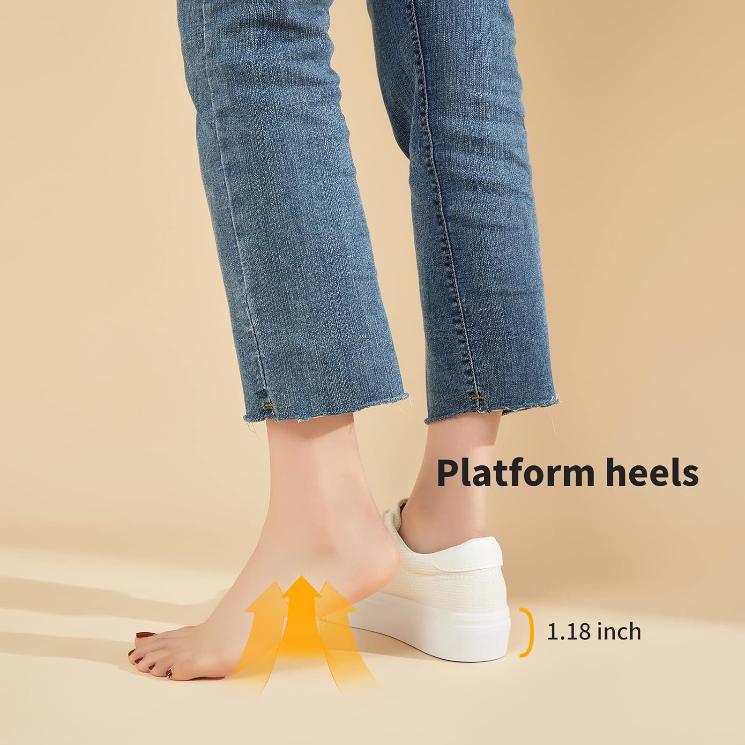 THATXUAOV Womens Platform Sneakers White Tennis Shoes Casual Low Top Fashion Sneakers - Image 4