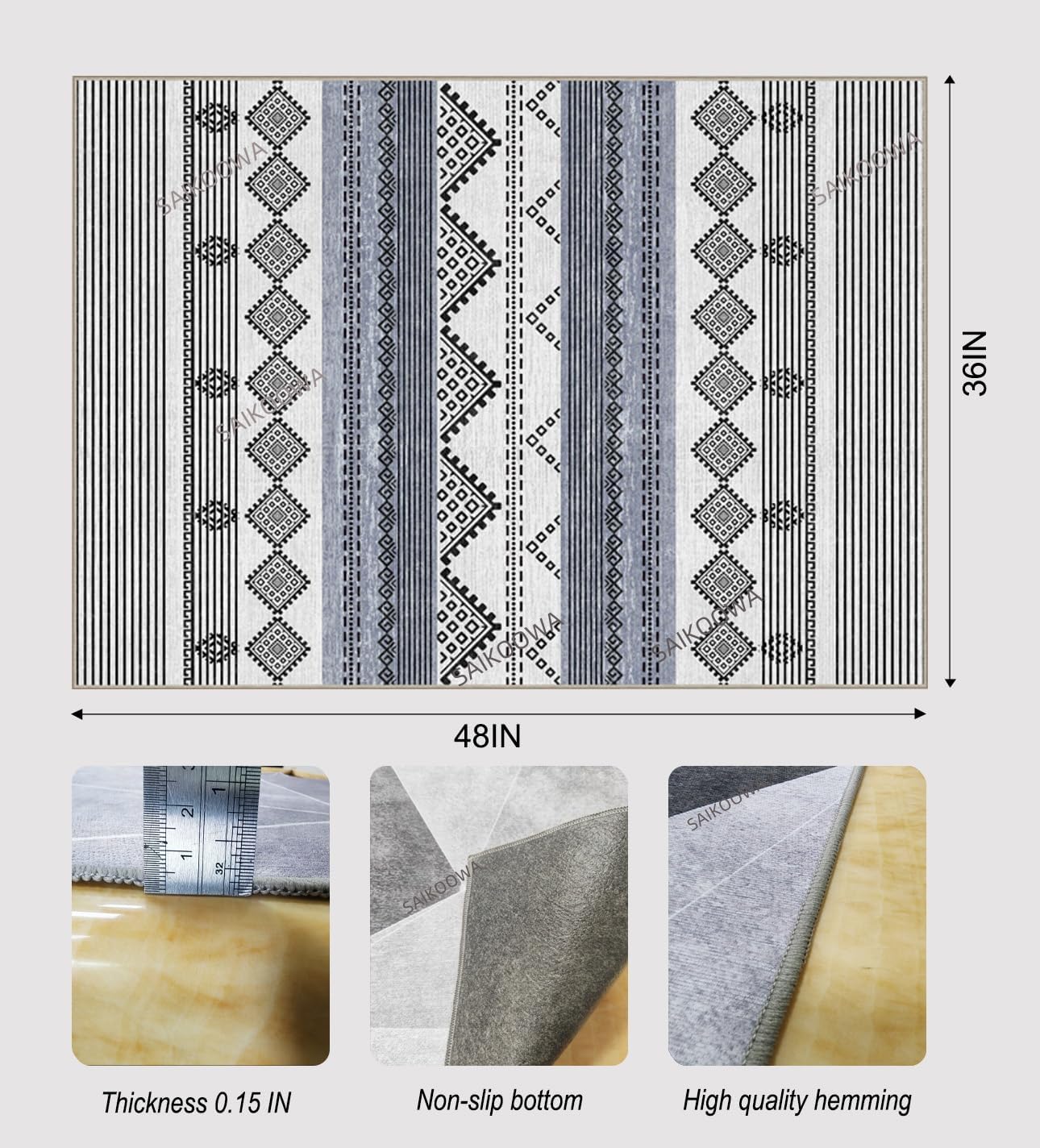 Chair Mat for Hardwood Floor,48"*36" Under Desk Mat for Rolling Computer Chair &Low Pile Carpet Floor,Anti-Slip Floor Protector for Home Office TK Grey White