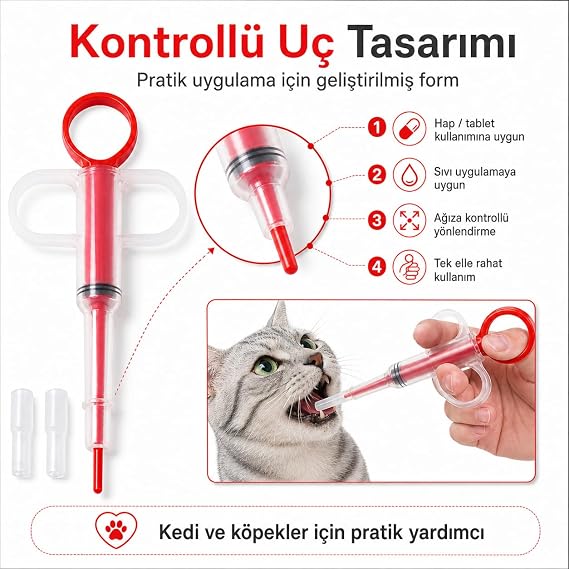Kedi Köpek Hap Yutturma Aparatı Yeşil – Evcil Hayvanlar İçin Tablet Kapsül Yutturucu, Sıvı İlaç, Su ve Mama Verme Şırıngası, 2 Uçlu Yıkanabilir Pratik Besleme Aparatı, Kolay Kullanım