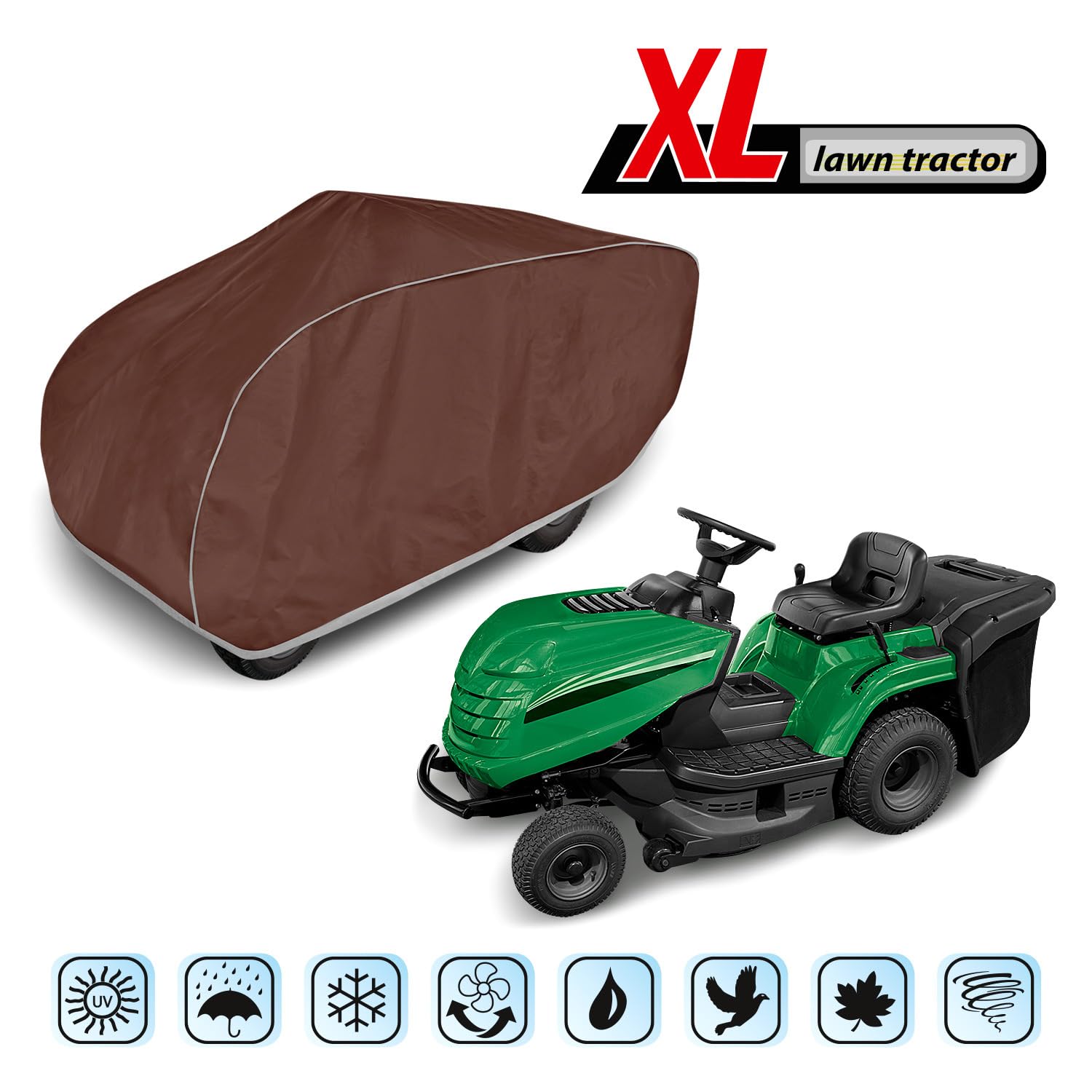 Cubierta impermeable para tractor de césped, cubierta para tractor de jardín con cesta de lona XL para cortacésped