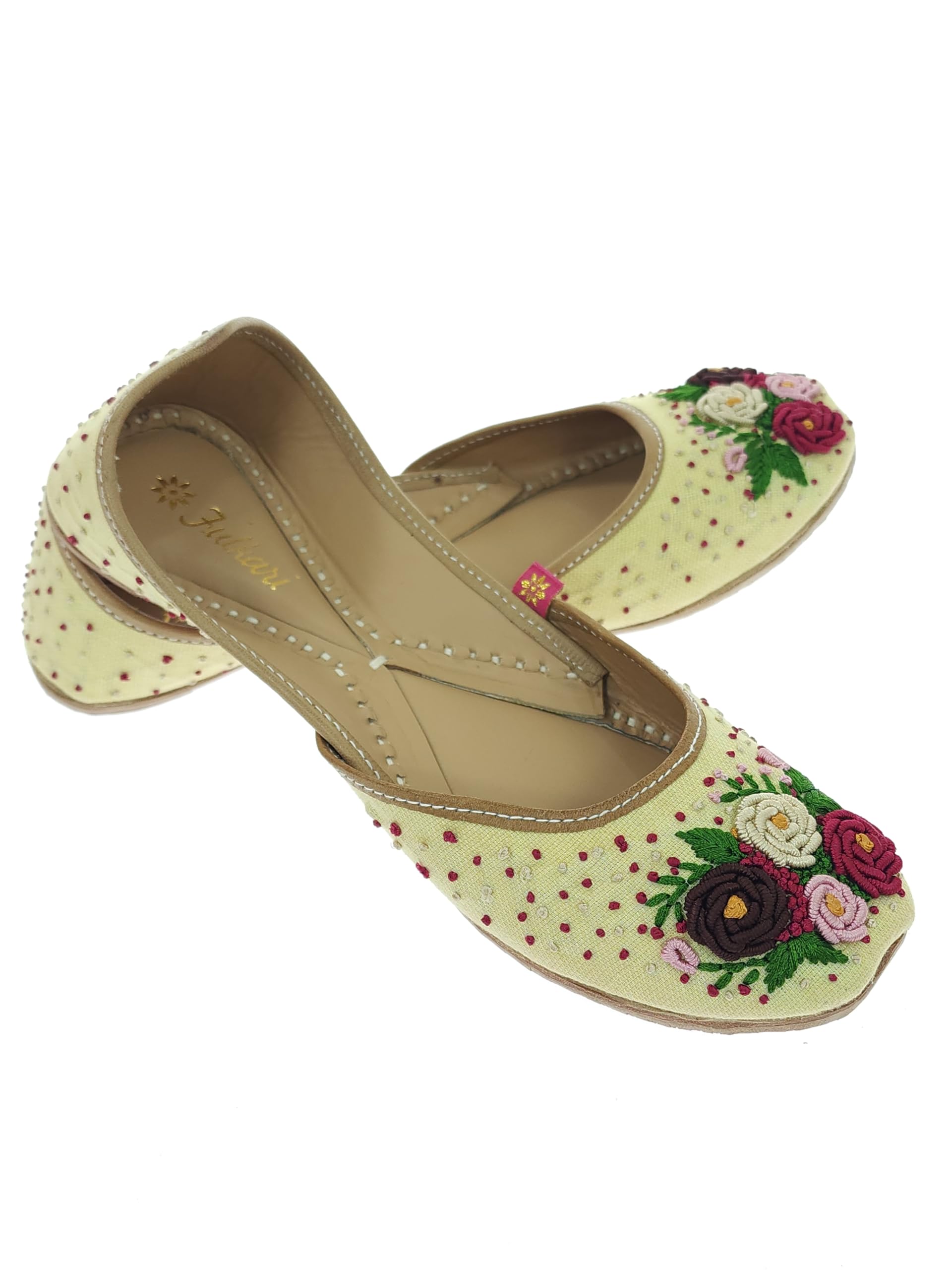 fulkari Women's Moonshine Multicolored Toned Jutti | Bite and Pinch Free Soft Jutis Leather | Punjabi Formal Juti | Girl's Wedding Flats | Indian Ladies Mojari | Bridal Ethnic |-picture-32