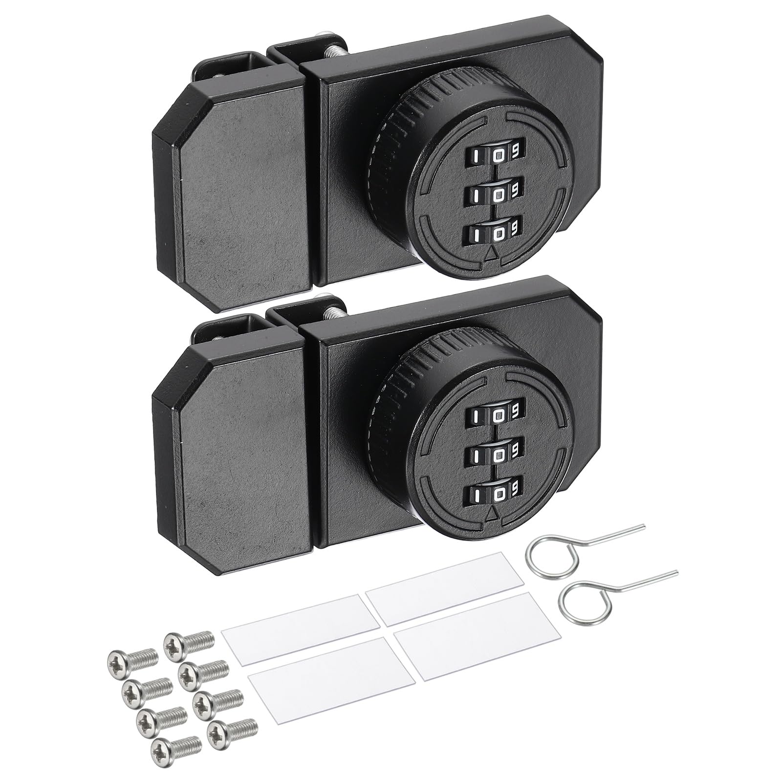 PATIKIL Glass Door Combination Lock(Fit 4-8mm Glass, Black)(2 Set) Zinc Alloy Double Way Door 3 Digit Keyless Combination Lock, Suit for Display Cabinet Showcase Bathroom Bedroom