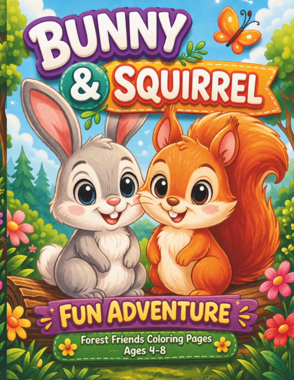 Forest Friends Coloring Pages Ages 4–8: Bunny and Squirrel Fun Adventure: A Playful Journey of Friendship, Laughter, Creativity, and Magical Woodland Moments for Young Artists