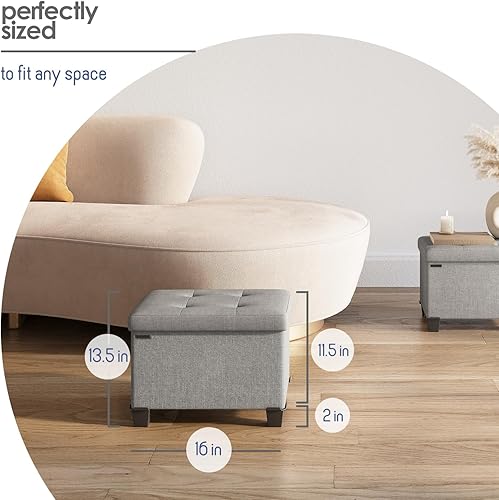 Miniatura 260 de Otomana plegable para dormitorio o sala de estar, con contenedores de almacenamiento, reposapiés para el extremo de la cama, soporta hasta 660 lb,