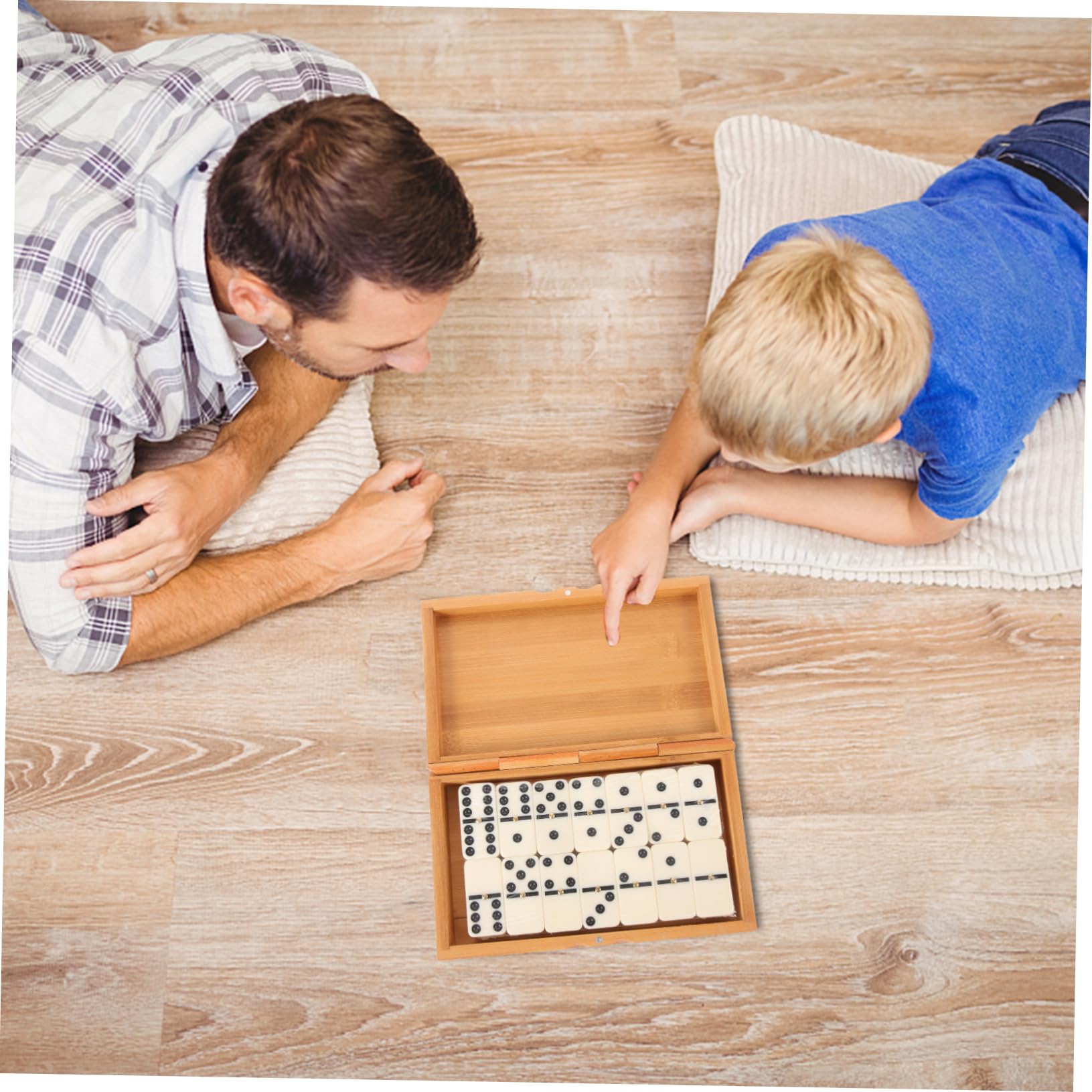 Kisangel Jeu de Dominos pour Adultes Boîte de Dominos Vintage en Bambou et Plastique, Interactif, Jeux en Famille et Barbecues du Week-End