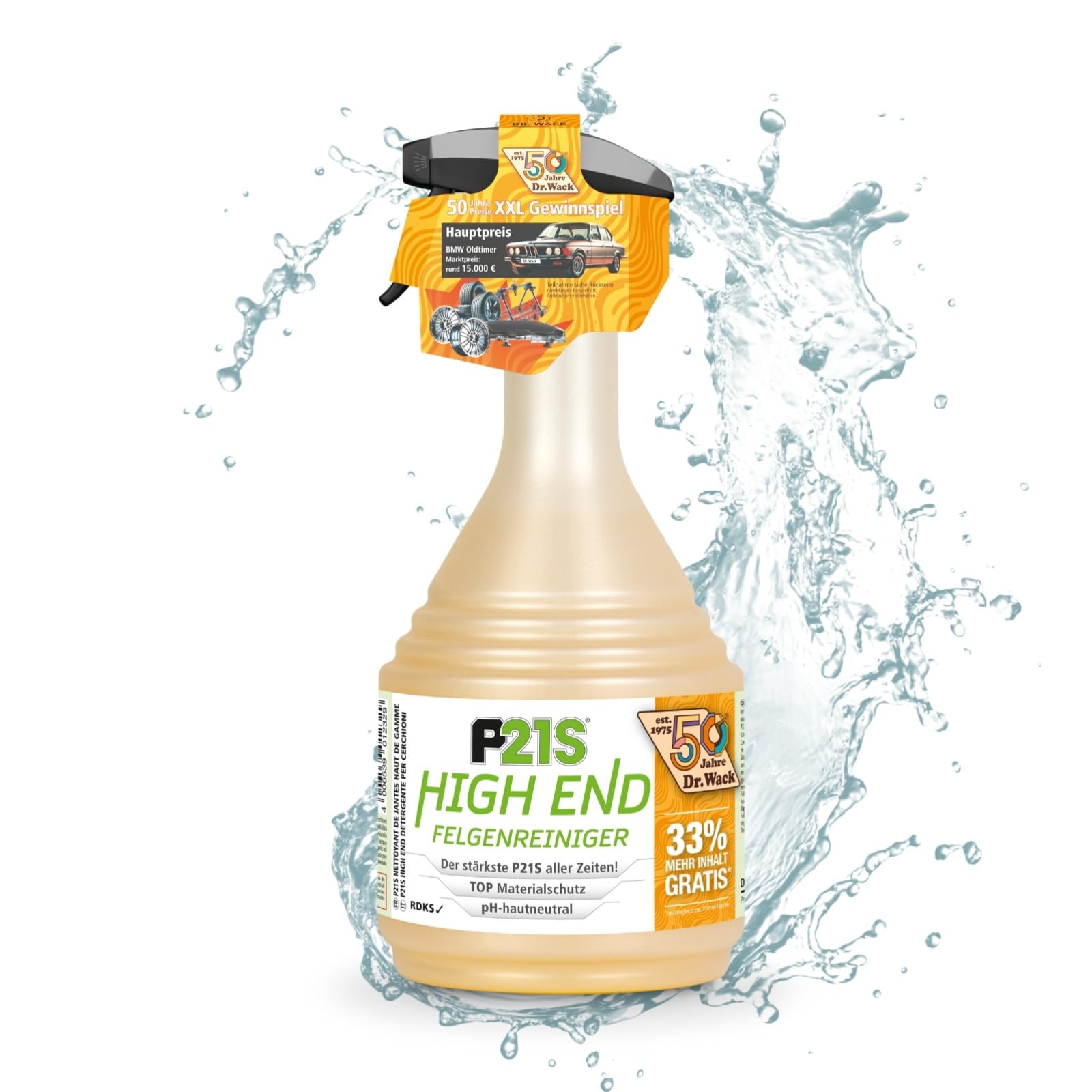 DR. WACK - P21S HIGH END Felgenreiniger 1000 ml - Felgen Spray mit Gel-Formel & Wirkindikator - Schnelle & schonende Reinigung - pH-hautneutral & biologisch abbaubar - Hochwertige Autopflege