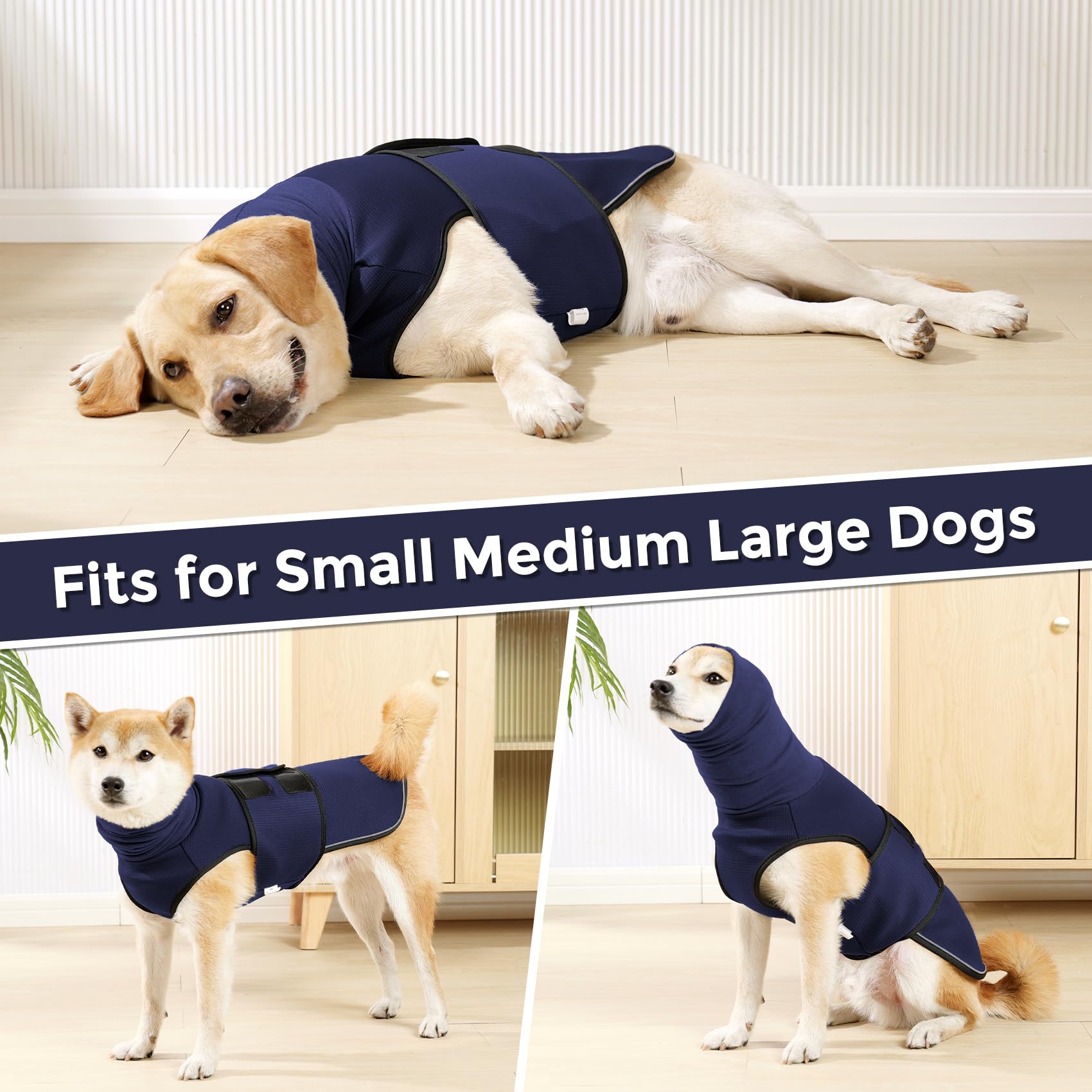 Dotoner Gilet Relaxant 2 en 1 pour Chiens, Manteau Anti-anxiété avec Douce Snood et Moufle, Bruit et Bandes Réfléchissantes