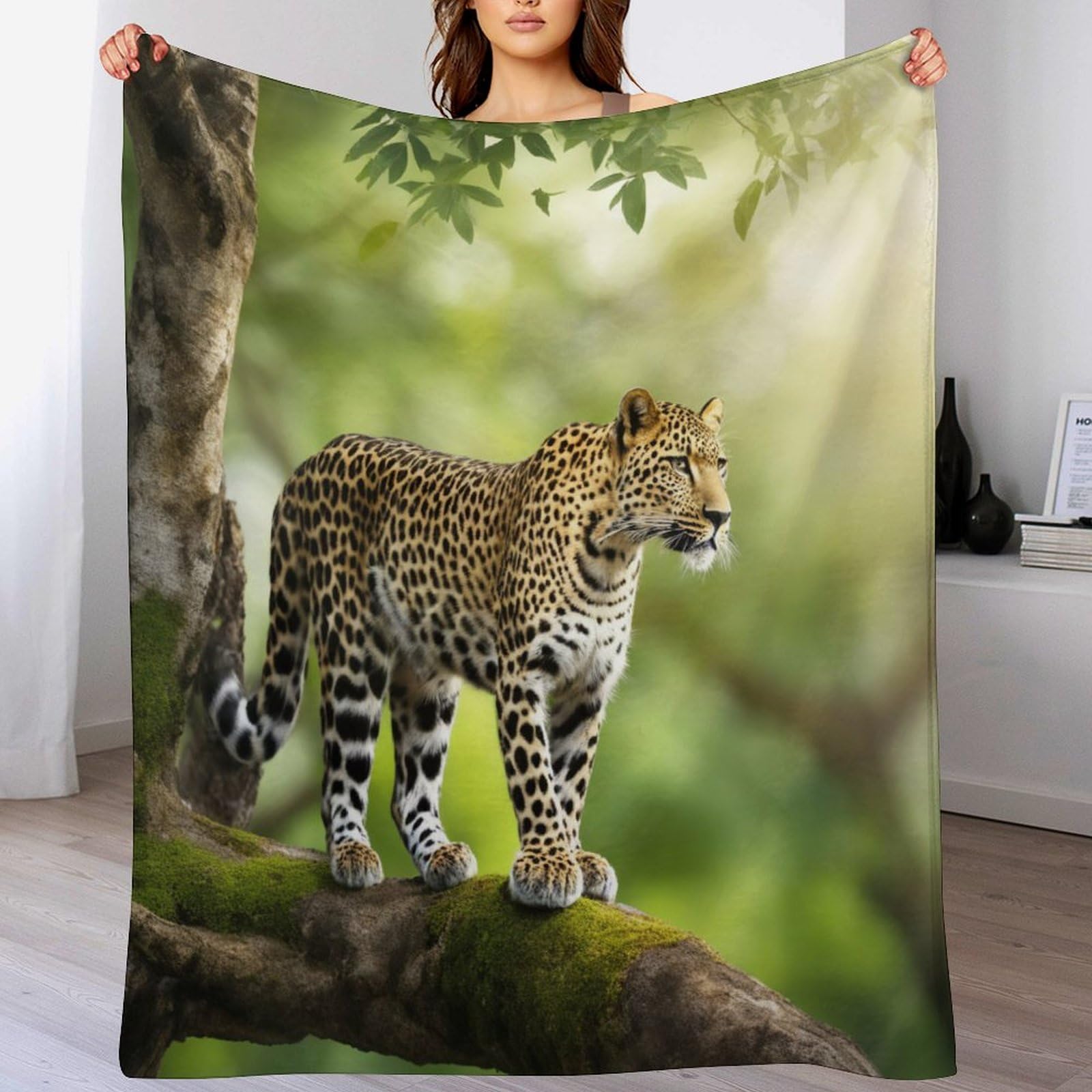 Couverture guépard en polaire de flannel douce et chaude 130x180cm