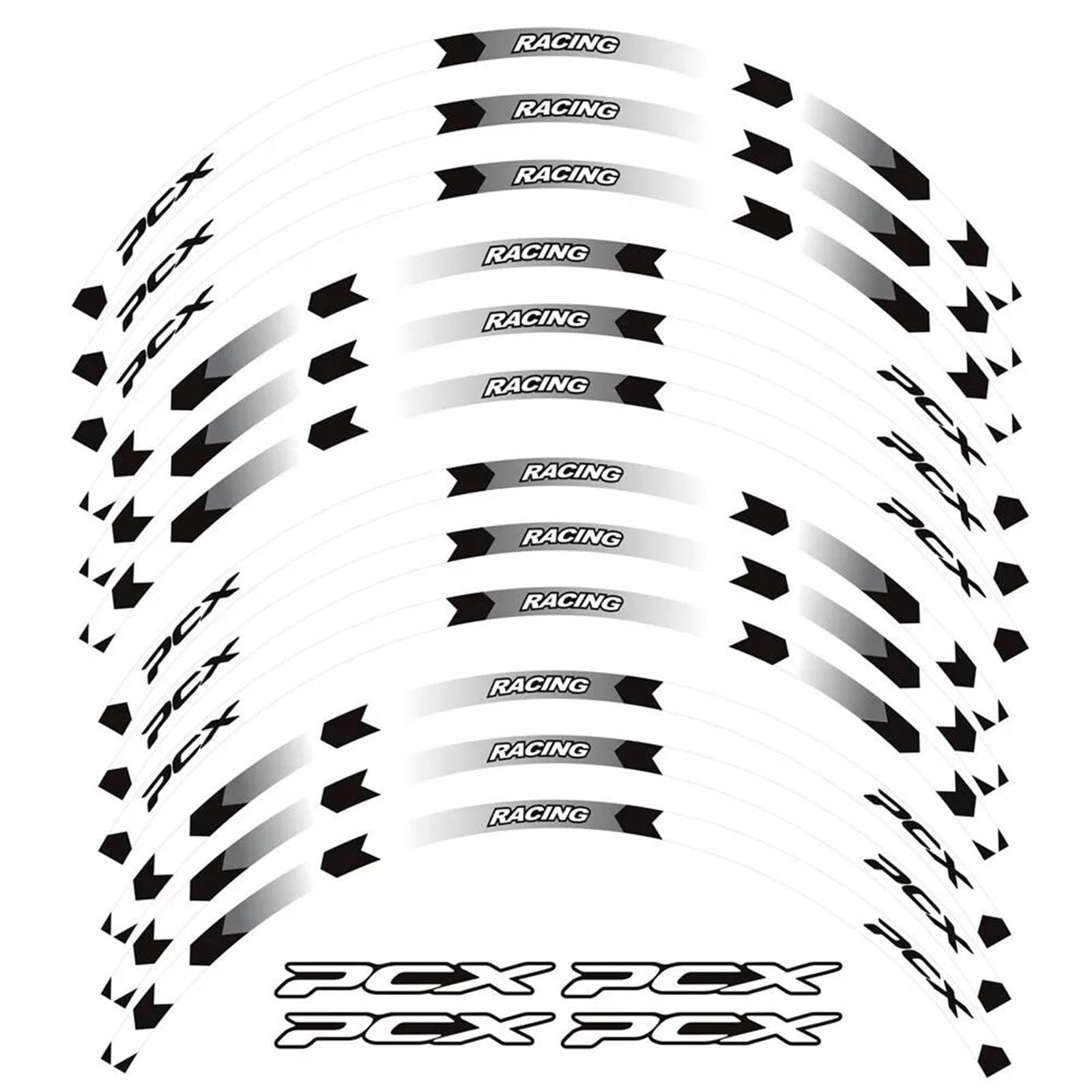 Motos Stickers Wheel Decal 14" 13" Reflective Sticker Vinyl Rim for PCX125 PCX160 PCX150(Color25)