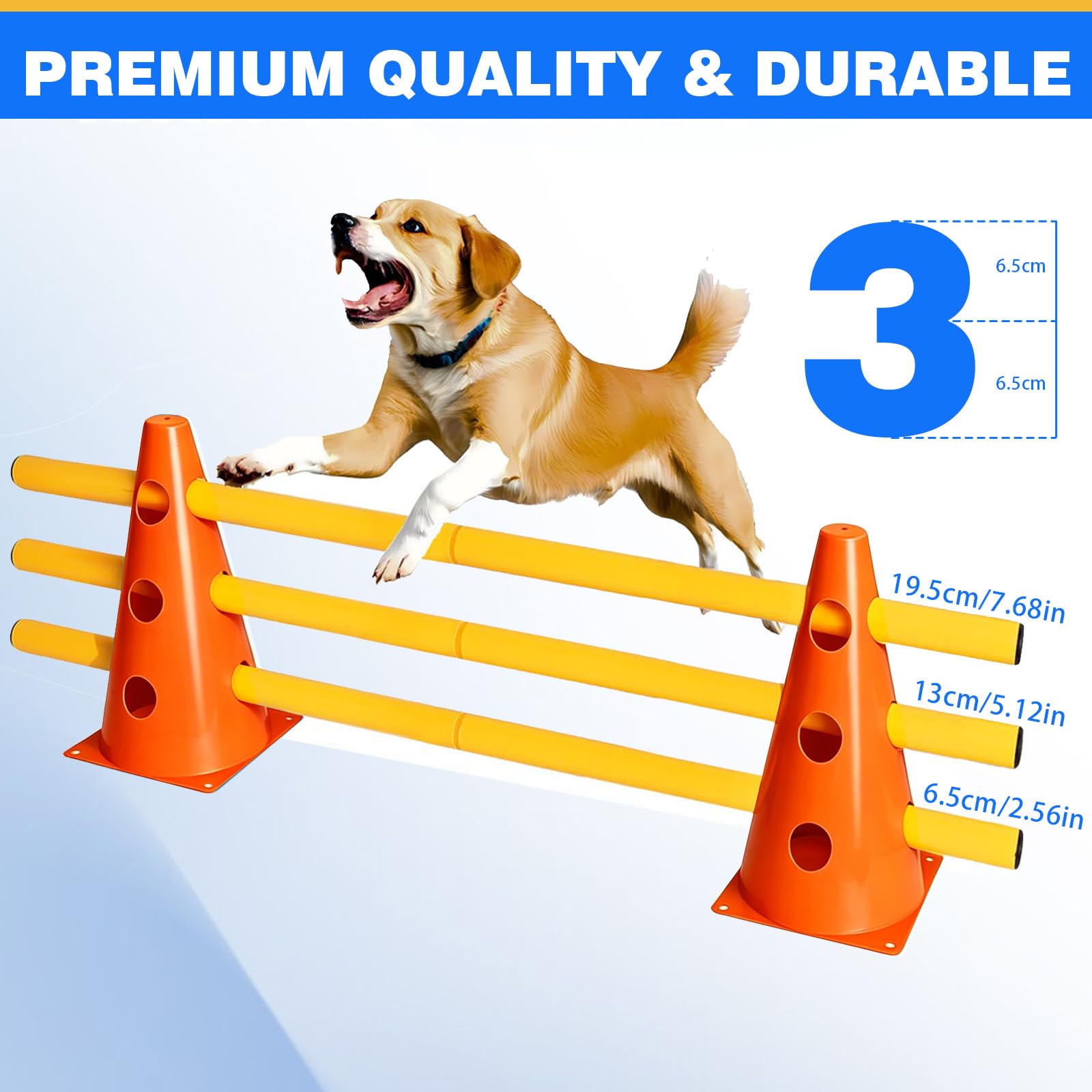 MeYuxg Agility zestaw dla psów – Cavaletti zestaw płotków wtykowych dla małych psów i dzieci, regulowane płotki treningowe, 10 krótkich drążków (do łączenia z 5 przeszkodami), partor dla psów ze