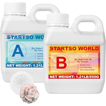 STARTSO WORLD Impression Silicone, 1L 20A Liquid Silicone/Casting Silicone, Translucent Silicone Rubber for Mould Making, Ide