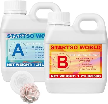 STARTSO WORLD Silicone Mold Making Kit 20A, Platinum Liquid Silicone Rubber for Mold Making, Fast Cure & Food Safe Silicone Mold Maker 38OZ, Ideal for Casting Resin Molds/Silicone Molds 11 by Volume