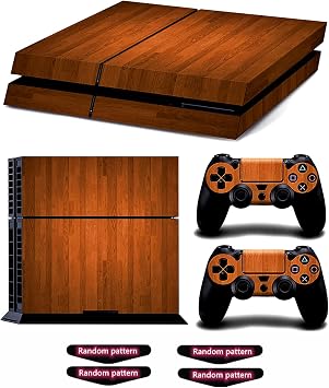 Decal Skin for Ps4, Whole Body Vinyl Sticker Cover for PlayStation 4 Console and Controller (Include 4pcs Light Bar Stickers) (PS4, Brown)