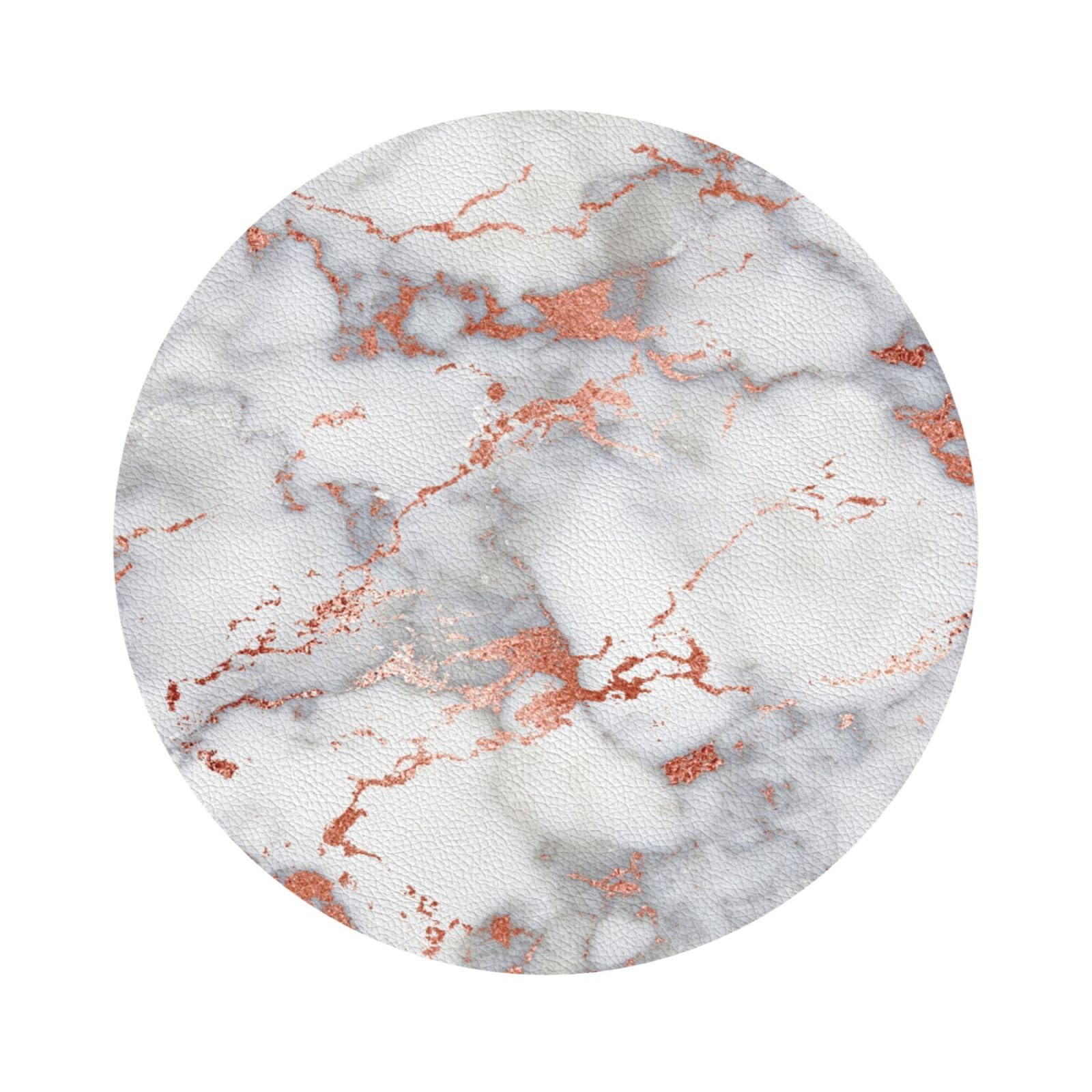 Rose Gold Marble PU Leather Coasters Set of 6 Round Drink Coasters