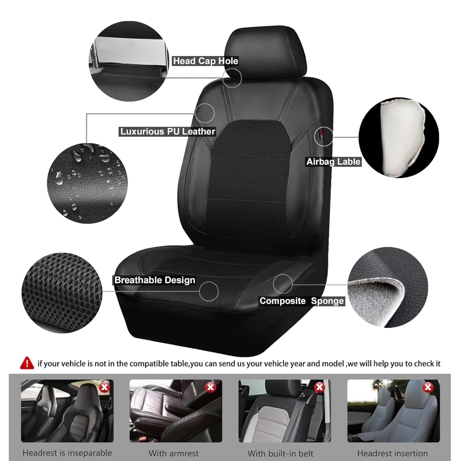Coprisedili Auto, per Fiat Stilo 1.9 JTD Confortevole Coprisedile Copri Traspirante Antiscivolo Anteriori Protezione Sedile