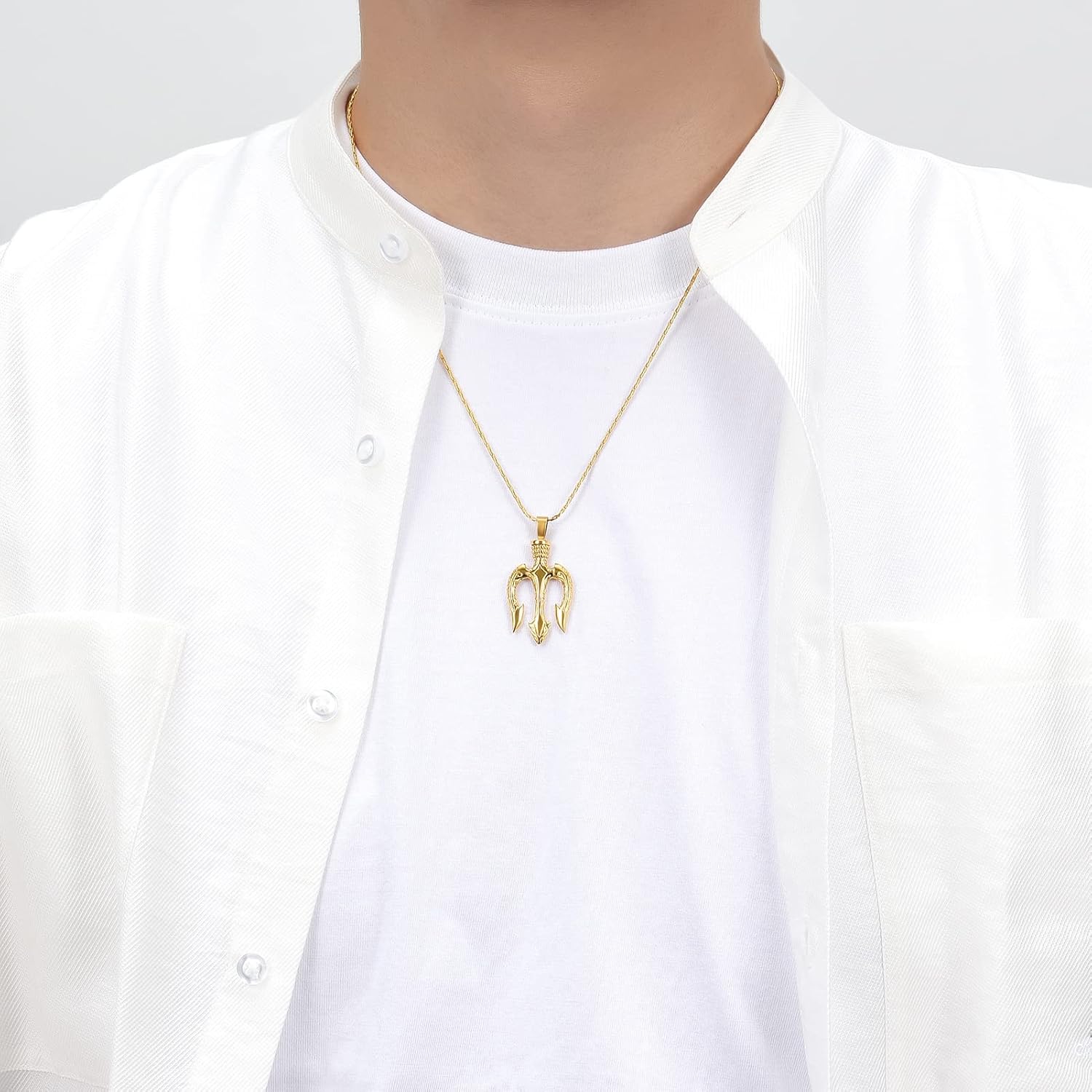 constantlife Poseidon Trident Pendant Urn Necklace for Ashes Stainless Steel Ancient Greece Amulet Keepsake Cremation Jewelry Memorial Gift for Men Women