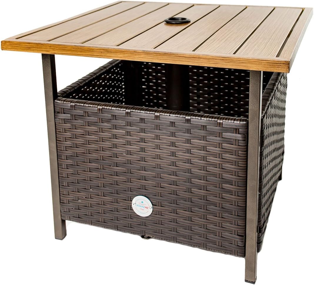 Wicker Umbrella Side Table Stand