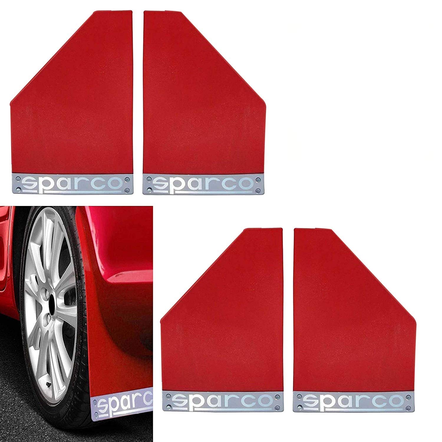 True Vision Sparco 51916 Red Plastic Car Mud Flaps For Maruti Baleno