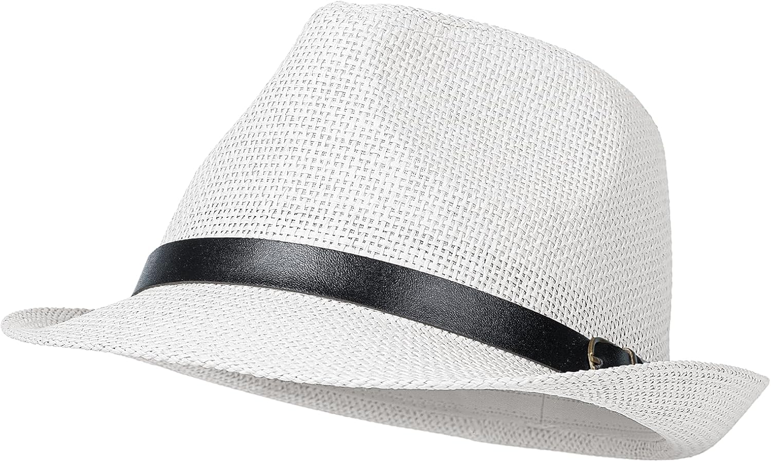 Straw Trilby Fedora Hat for Men Women 1920s Panama Hat Short Brim Summer Beach Sun Hat with Band