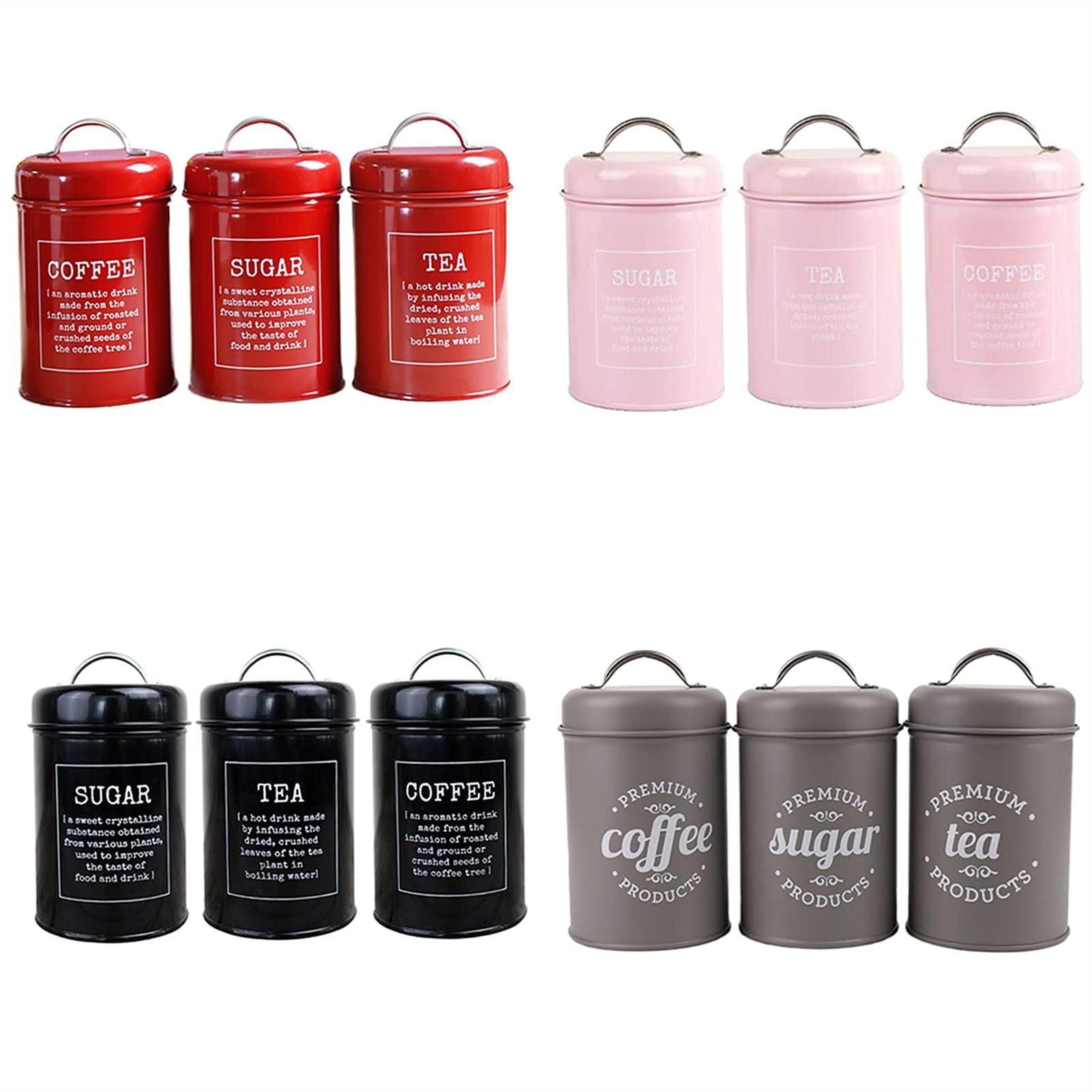 Vorratsgläser 3 stücke Metall Kaffee gläser Set Food Box Container Hause küche keks Tee kaffeezucker Lager glättchen Kaffeebehälter (Color : 1)