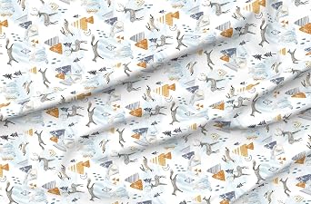 Spoonflower Fabric Lights Woodland Polar Bear on Minky | Yard | Bear Deer Bunny Animals Fox | Use for Sewing Baby Blankets Quilt Backing Plush