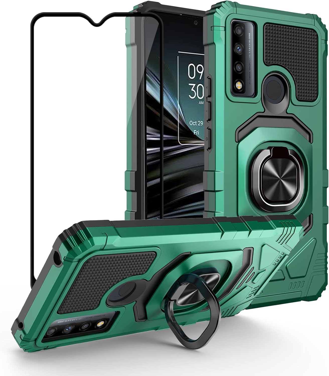 Ailiber Case for TCL 20XE, TCL 20 XE Phone Case with Screen Protector(Boost), Ring Kickstand Holder for Magnetic Car Mount, Heavy Duty Military Grade Shockproof Protective Cover for TCL 20XE-Green Ailiber Case for TCL 20XE, TCL 20 XE Phone Case with Screen Protector(Boost), Ring Kickstand Holder for Magnetic Car Mount, Heavy Duty Military Grade Shockproof Protective Cover for TCL 20XE-Green