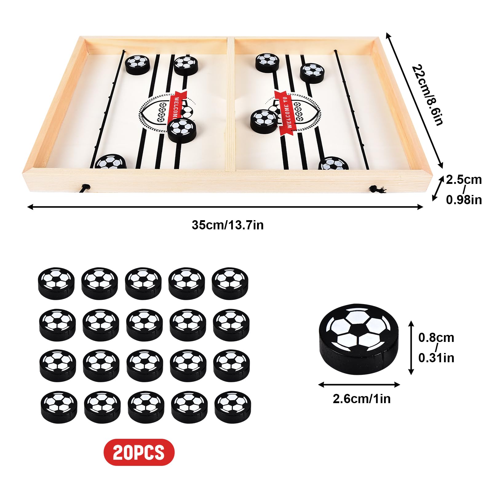 FORMIZON Hockey de Madera, Juego de Mesa de Hockey de Escritorio, Juego de Air Hockey Portátil, Interacción Entre Padres e Hijos, Actividades de Reunión Familiar