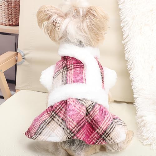 Miniatura 6 de Vestido de invierno para perros pequeños y gatos (M, rosa con lentejuelas)