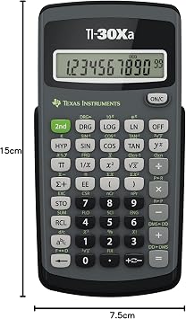 Texas Instruments TI-30 Xa school calculator (single-line, 10-digit, battery-powered) gray black