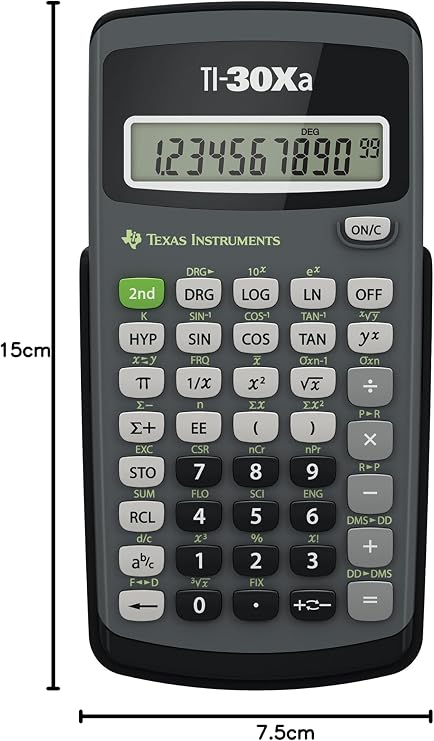 Texas Instruments TI-30 Xa school calculator (single-line, 10-digit, battery-powered) gray black