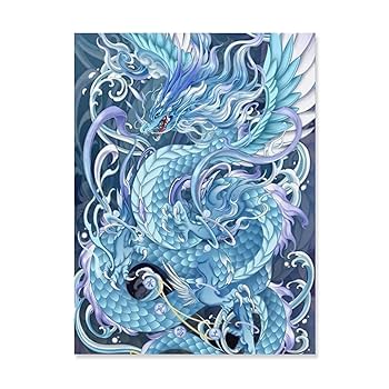 Amazon.co.jp: 絵画 青い竜インテリア 絵画 アニメ風ドラゴン