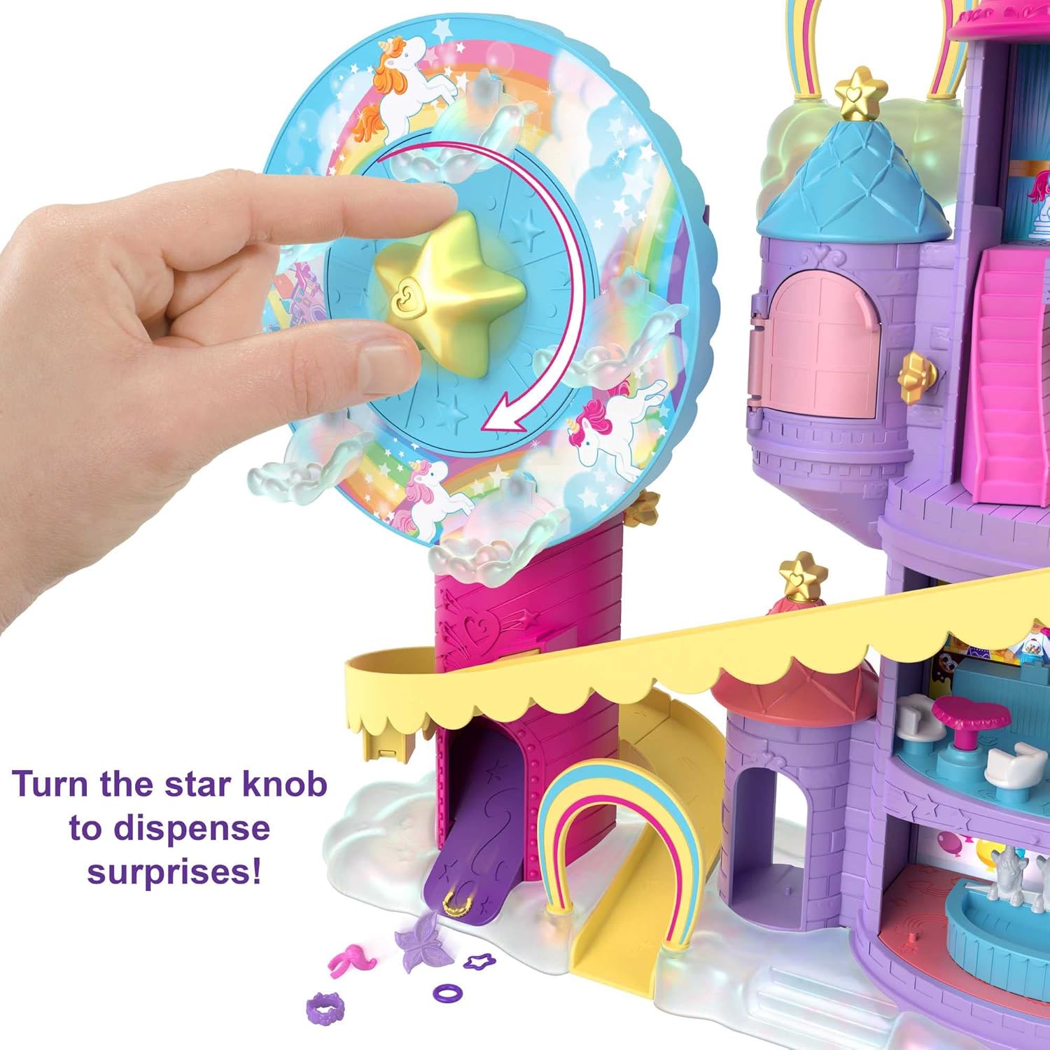 🔥 Flаѕh Sаlе Polly Pocket Rainbow Funland Theme Park, 3 Rides, 7 Play Areas, Polly and Shani Dolls, 2 Unicorns & 25 Surprise Accessories (30 Total Play Pieces), Great Gift for Ages 4 Years Old & Up