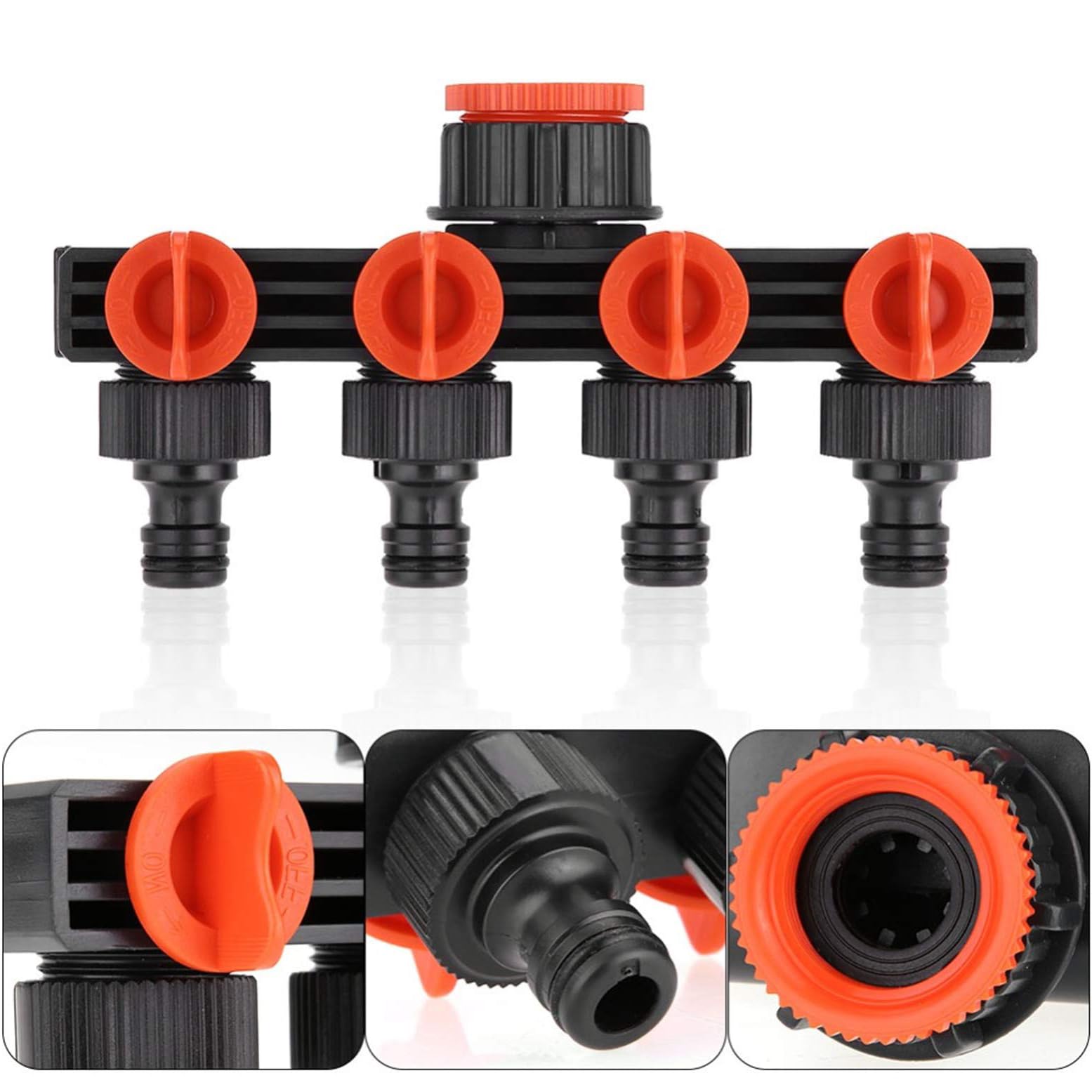 Excefore Garden hose splitter, 4 way heavy duty Outdoor Faucet, 3/4" Tap Y Splitter, ABS Hose Tap Connector with On/Off Valves, Water Hose Splitter for Outdoor, Garden Irrigation, Home