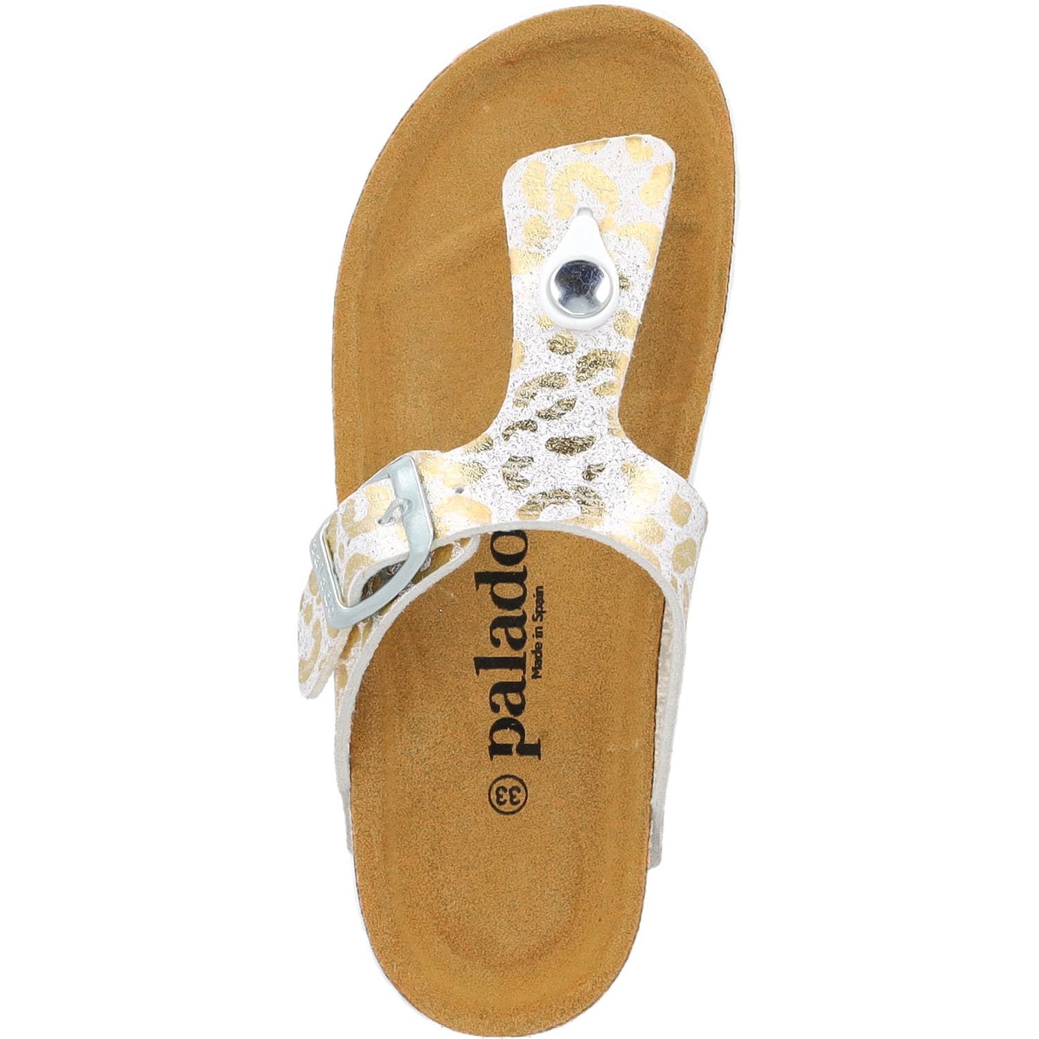 Palado Mädchen Zehentrenner Kids Kos G Leo – coole Sandalen Made in Spain - bequeme Hausschuhe mit Leo-Muster - Sommerschuhe mit Kork-Fußbett