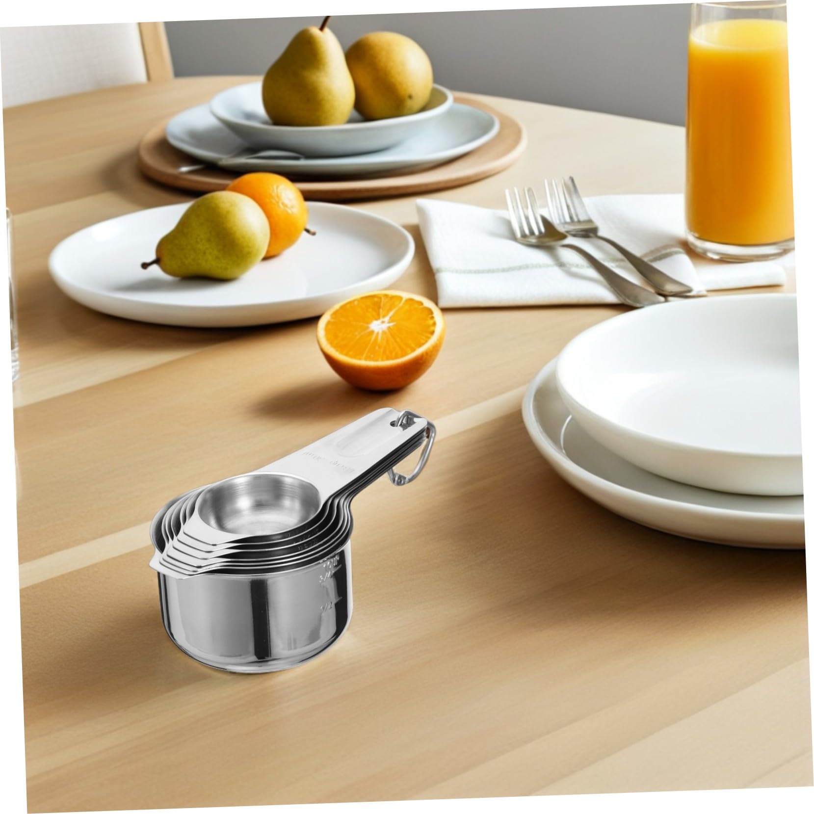 2 Juegos Completo de Tazas y Cucharas Medidoras Inoxidable Duraderas y Ergonómicas para Ingredientes Secos y Líquidos Cocina y Repostería Anidadas para Precisión Profesional