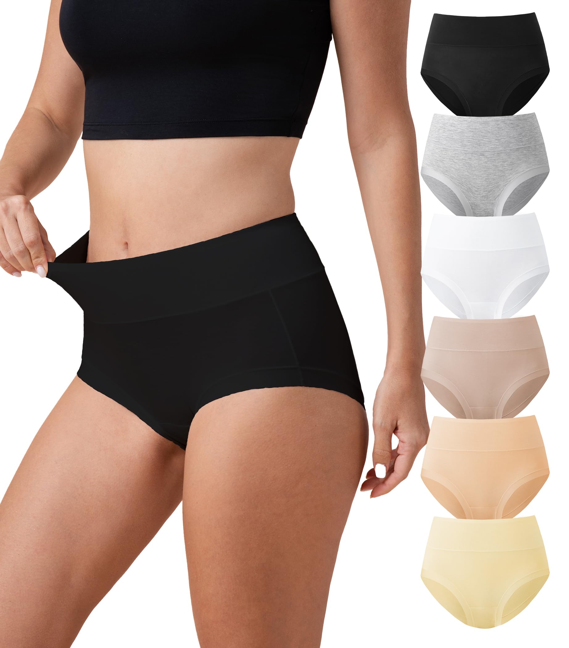 DAVID ARCHY Womens Underwear High Waisted Moisture Wicking Briefs Soft Breathable Ladies Panties 6 Pack
