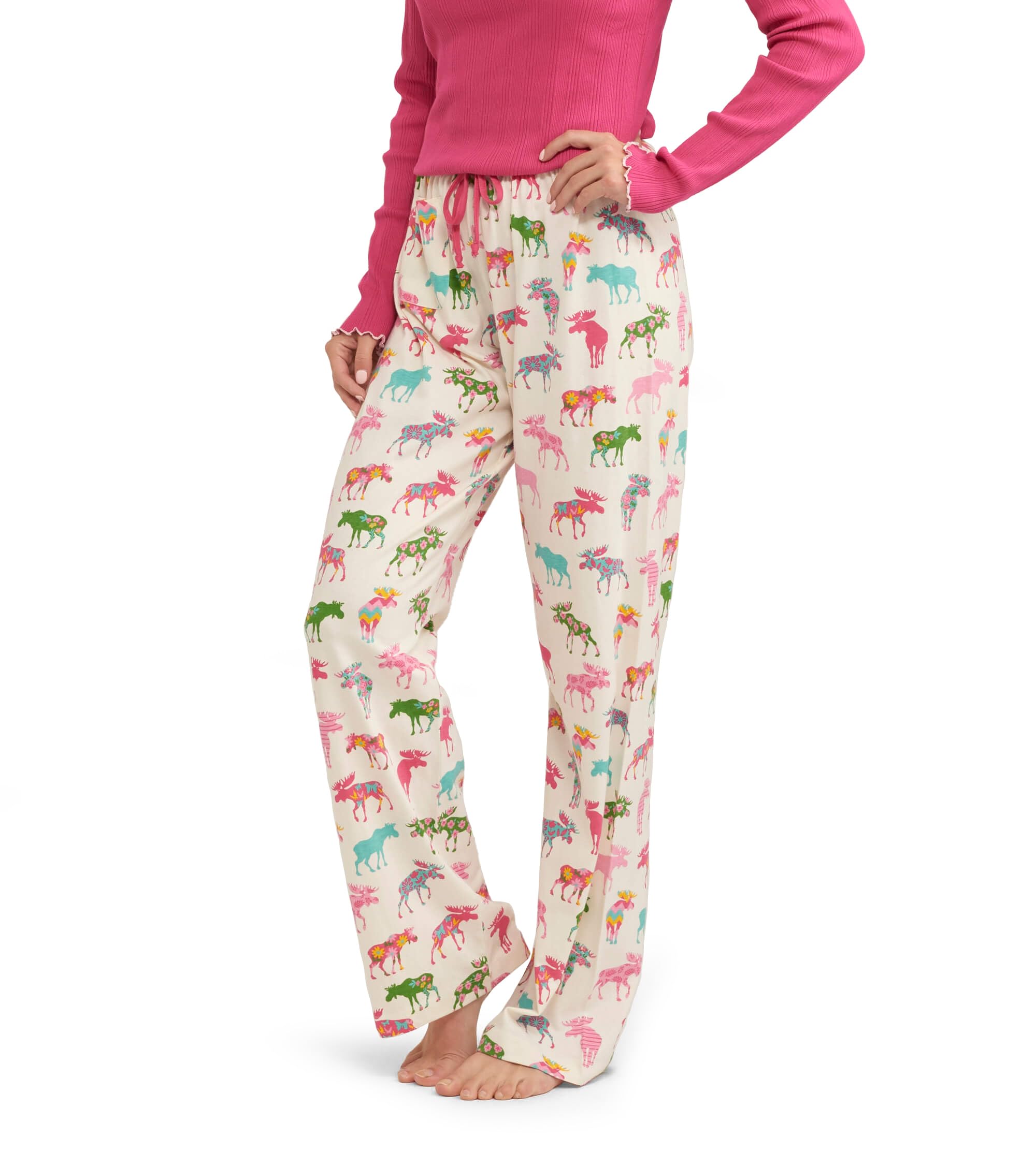Hatley Women's Jersey Pajama Pants Pajama Bottom, Patterned Moose, XL