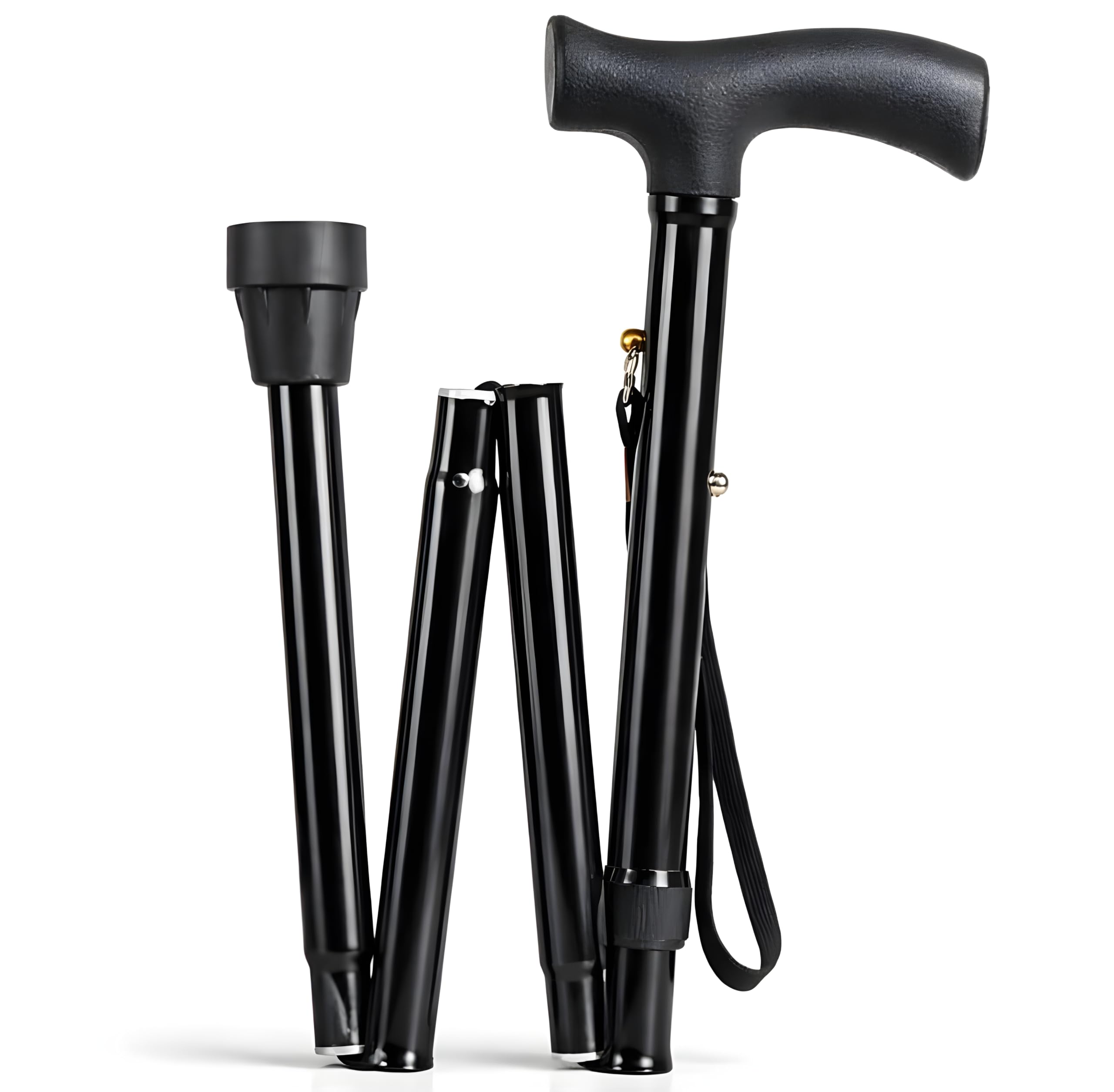 MCP Jindal 4 Folding Sections Aluminium Foldable Walking Stick for Men, Women & Old People Support, Trekking Cane Stick (Black)-picture-25
