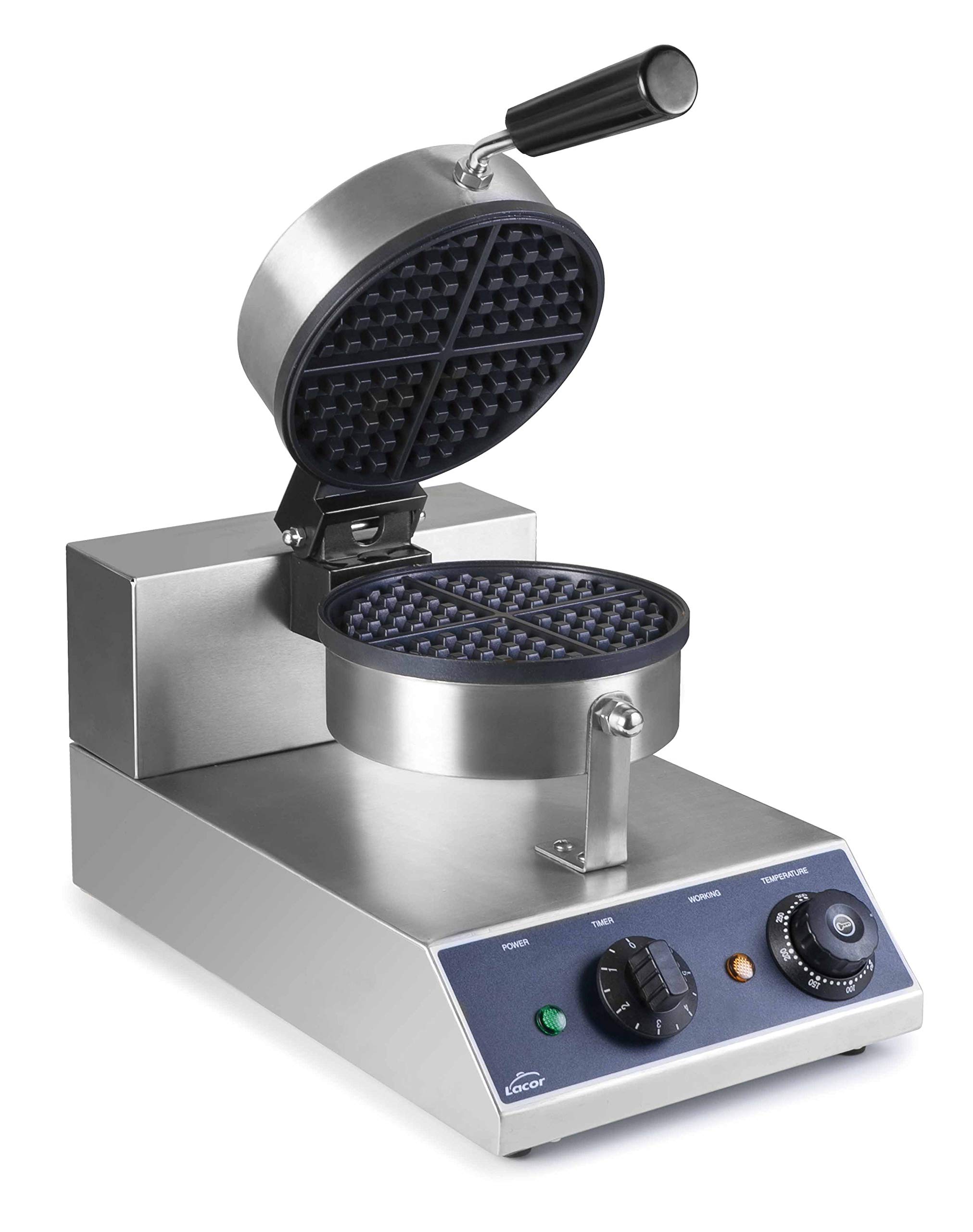 Lacor 69349 - Gofrera Eléctrica Con Antiadherente 1000 W- Gris - Cocina | Para un uso práctico y profesional en cocina; antiadherente fácil de limpiar, cómodo de manejar y de guardar tras el servicio