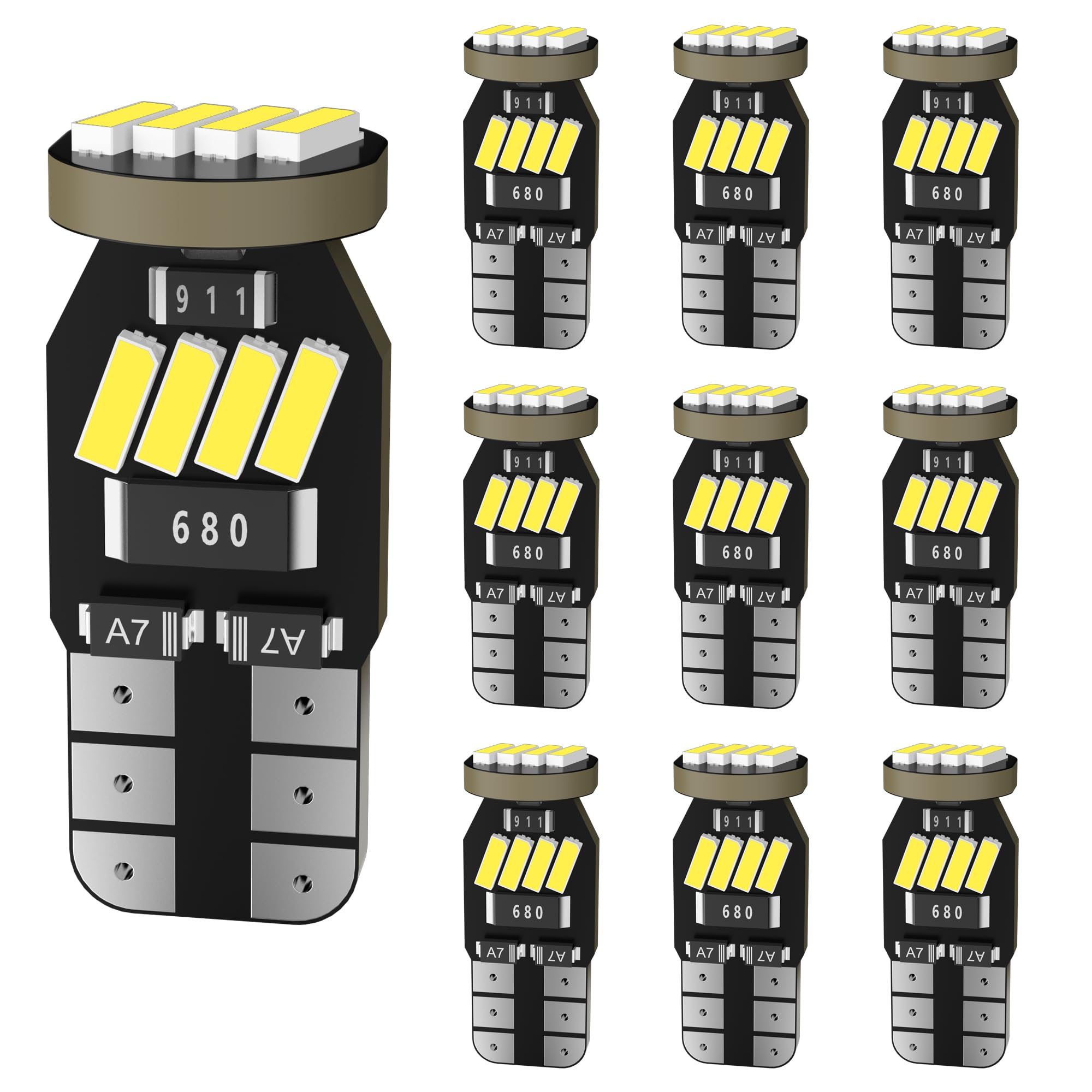 Żarówka LED 194 T10 W5W 501, 168, 2825 Wedge 12 V, zapasowe żarówki do świateł wewnętrznych LED, kopuła, mapa drzwi, bagażnika, oświetlenie tablicy rejestracyjnej, 6500 K, białe, 10 szt