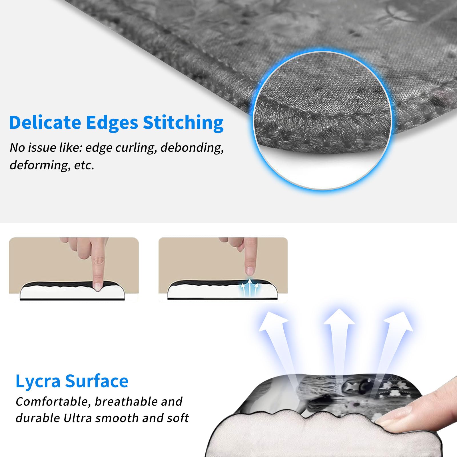 Alfombrilla de mouse grande para juegos + cojín de muñeca de mouse + posavasos, base de goma antideslizante negra, cojín ergonómico para la muñeca, alfombrilla de mouse extendida para el trabajo,