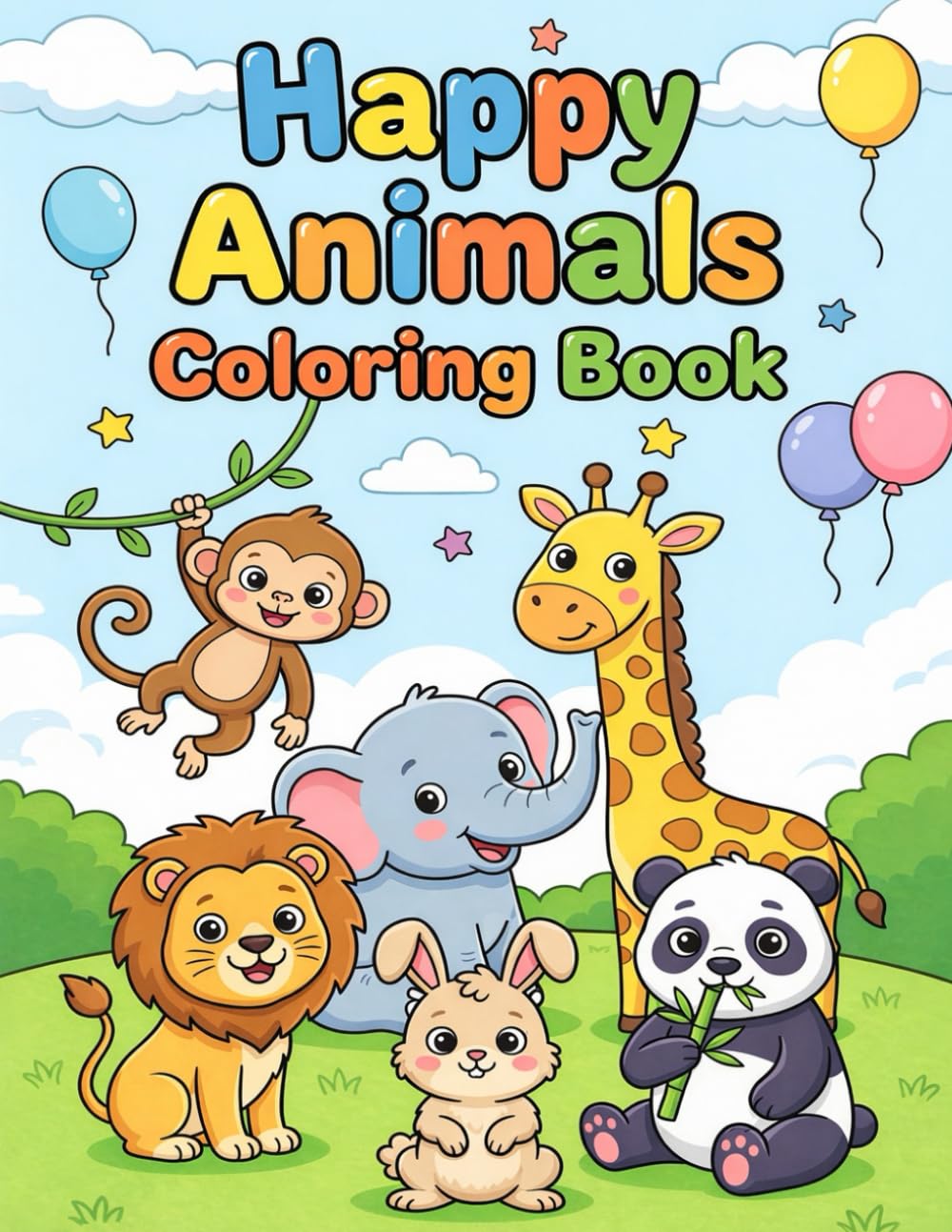 Happy Animals Coloring Book
