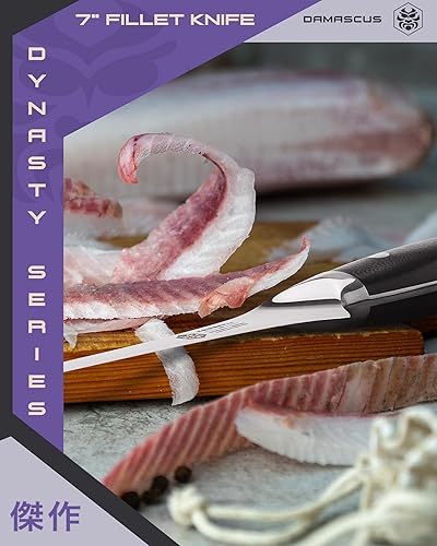 Miniatura 45 de KESSAKU Nakiri Cuchillo – 7 pulgadas – Serie Damascus Dynasty – Cuchillo asiático para verduras – Cuchillo de cocina afilado – Acero inoxidable