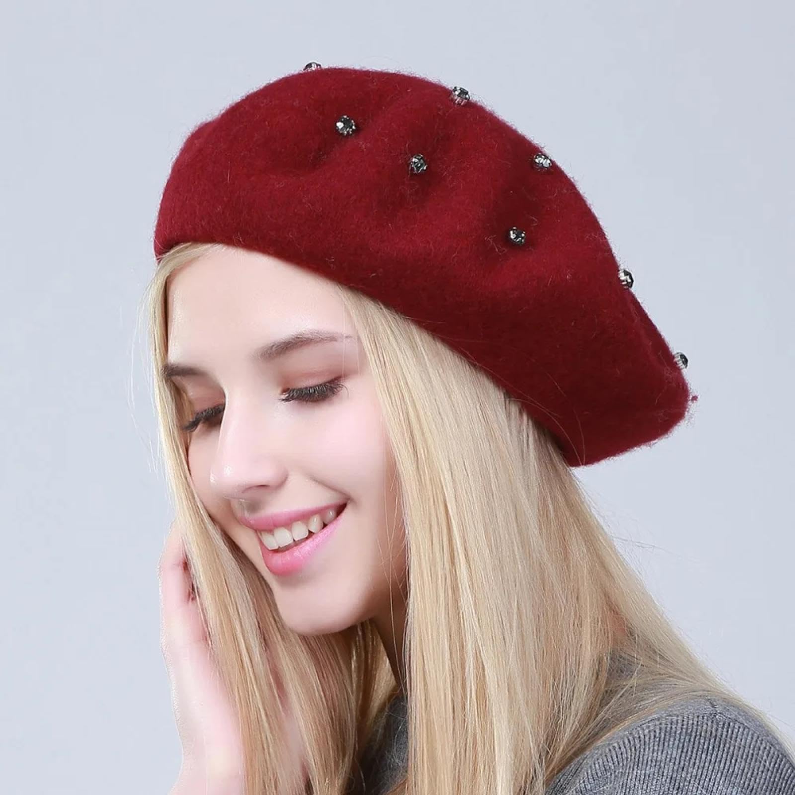 Czapki Czapki Skullies Czapki Beanies Czapka Czapka Jednolity Kolor Dzianinowe Berety Cyrkonie Damska Artysta Czapka Beret