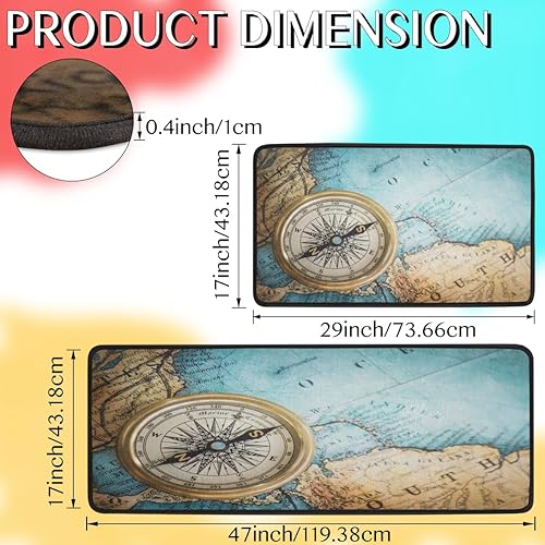 Miniatura 9 de GUYOS Juego de 2 alfombrillas de cocina con patrón de girasol estilo pintura al óleo para piso, tapete acolchado antifatiga, para estar de pie y