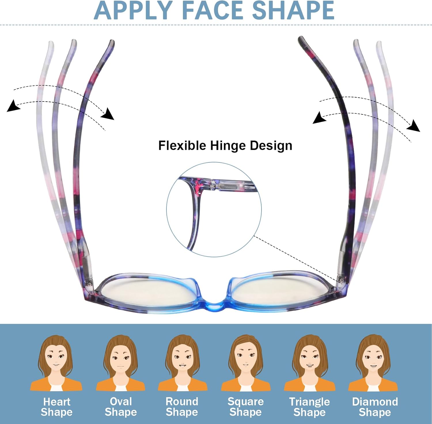 4 Pack Progressive Multifocus Reading Glasses Blue Light Blocking Spring Hinges Stylish Ladies Pattern Readers - Image 3